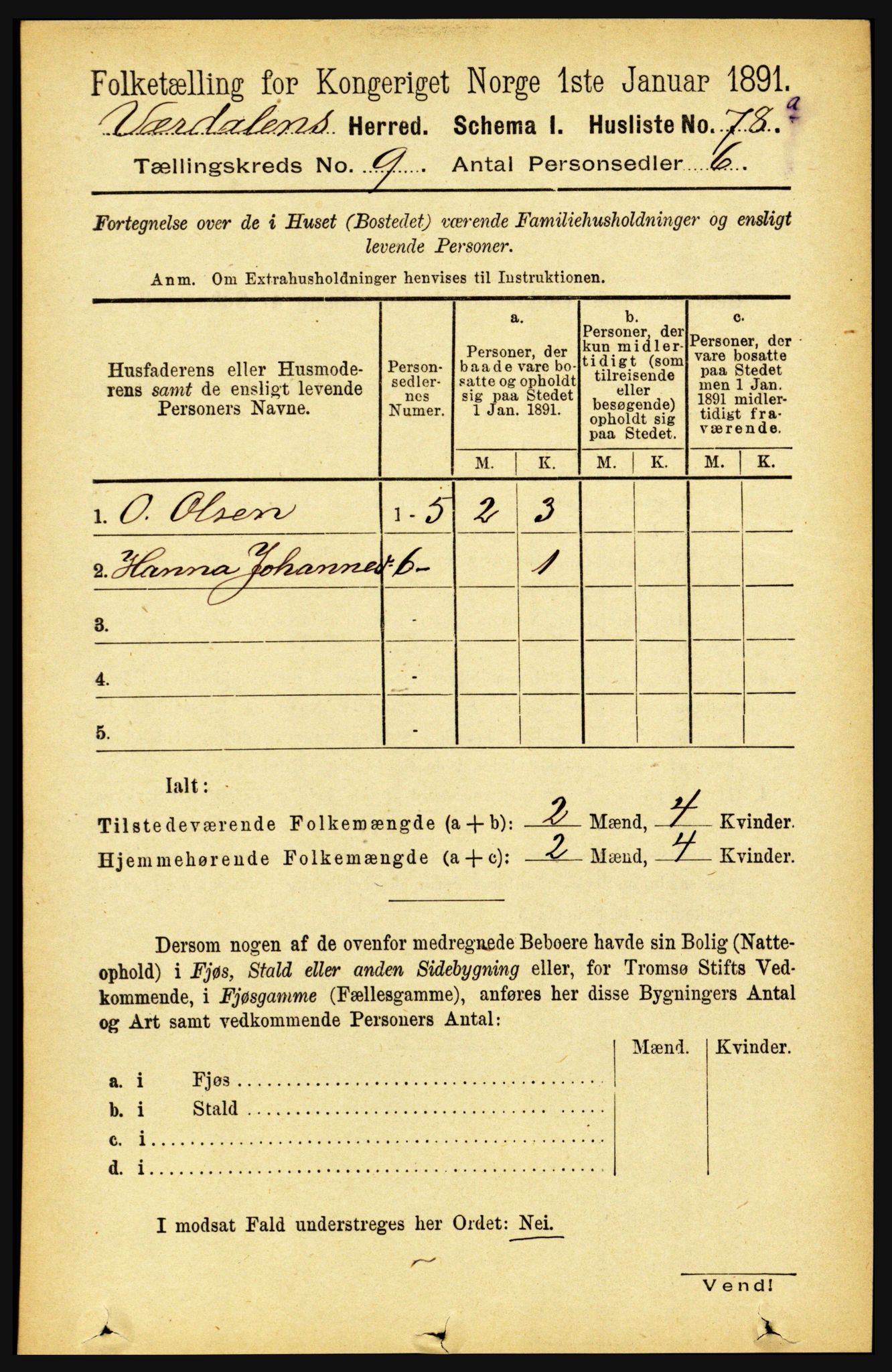 RA, 1891 census for 1721 Verdal, 1891, p. 4976