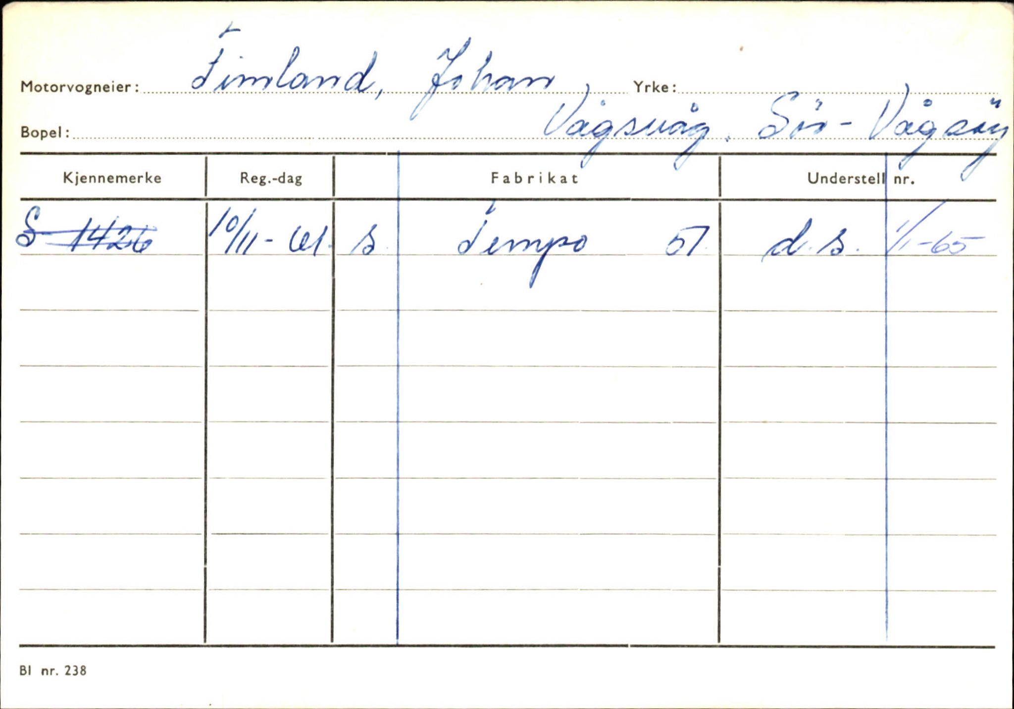 Statens vegvesen, Sogn og Fjordane vegkontor, AV/SAB-A-5301/4/F/L0144: Registerkort Vågsøy A-R, 1945-1975, p. 538