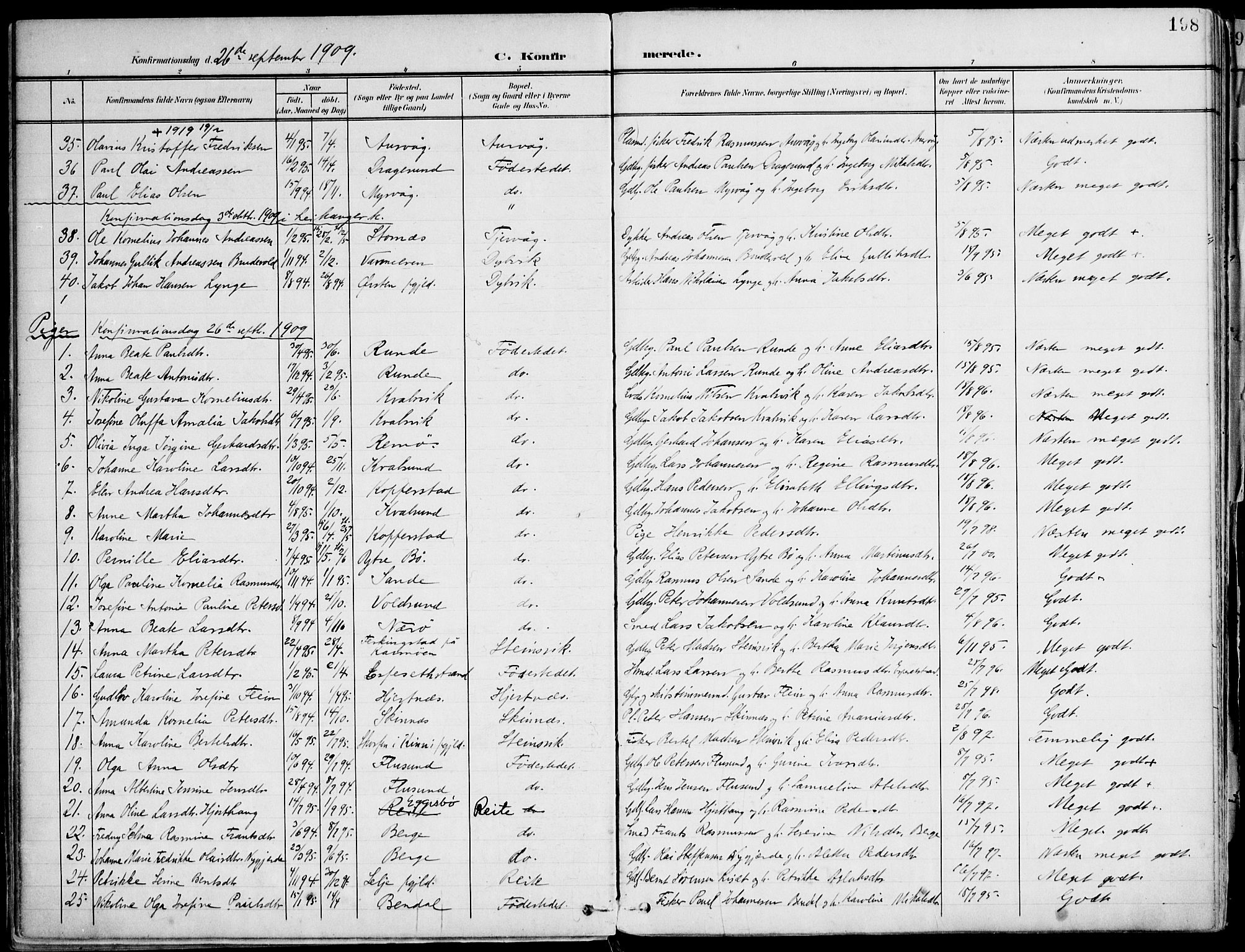 Ministerialprotokoller, klokkerbøker og fødselsregistre - Møre og Romsdal, SAT/A-1454/507/L0075: Parish register (official) no. 507A10, 1901-1920, p. 198