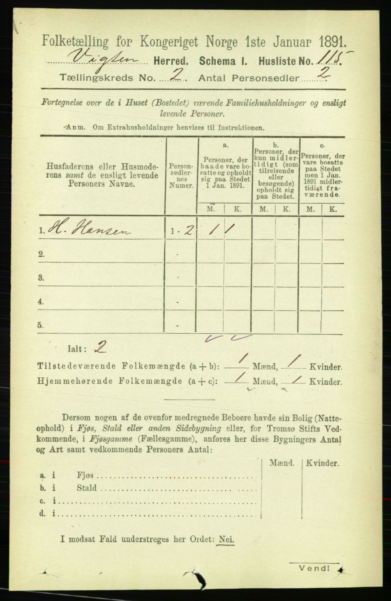 RA, 1891 census for 1750 Vikna, 1891, p. 897