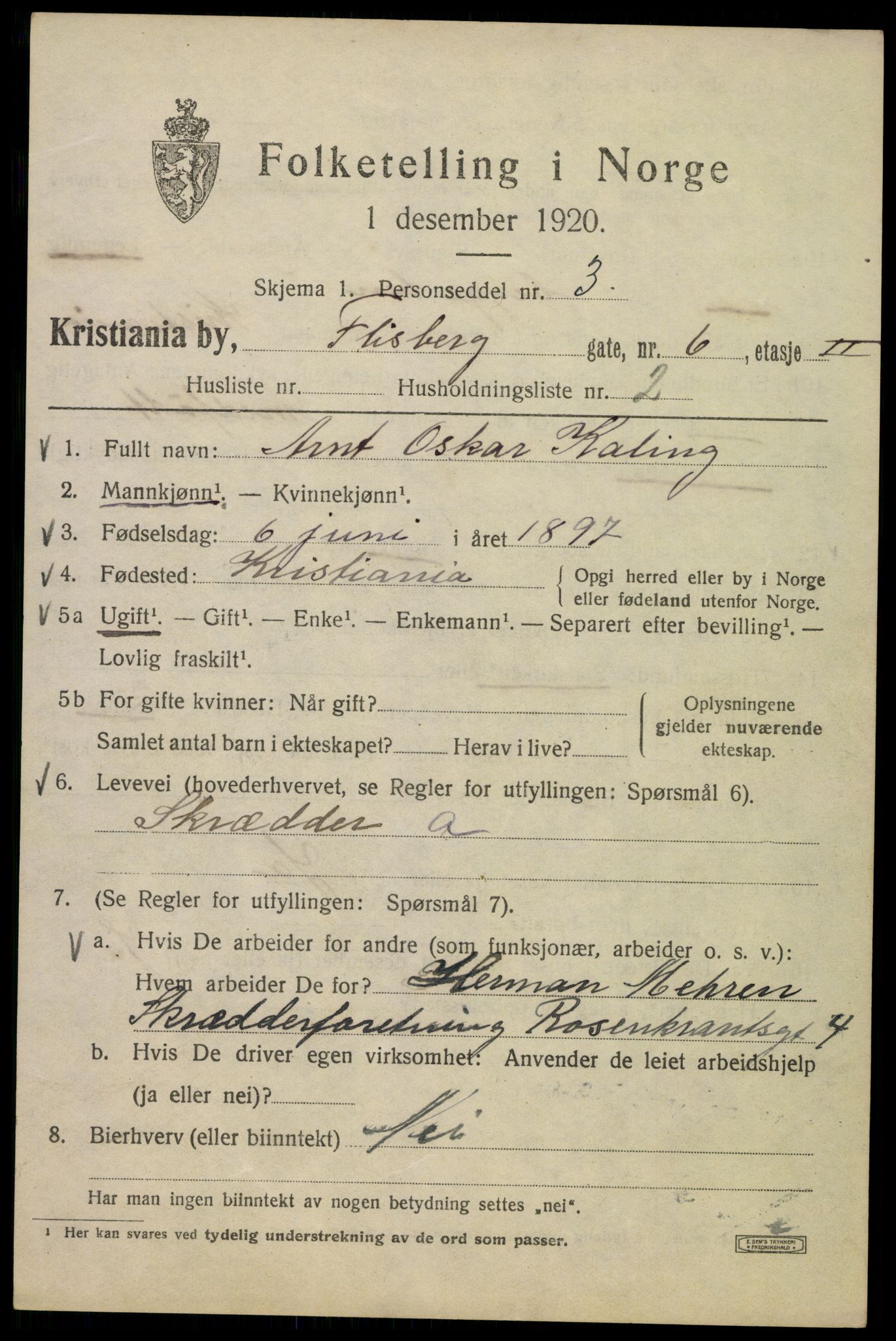 SAO, 1920 census for Kristiania, 1920, p. 230035