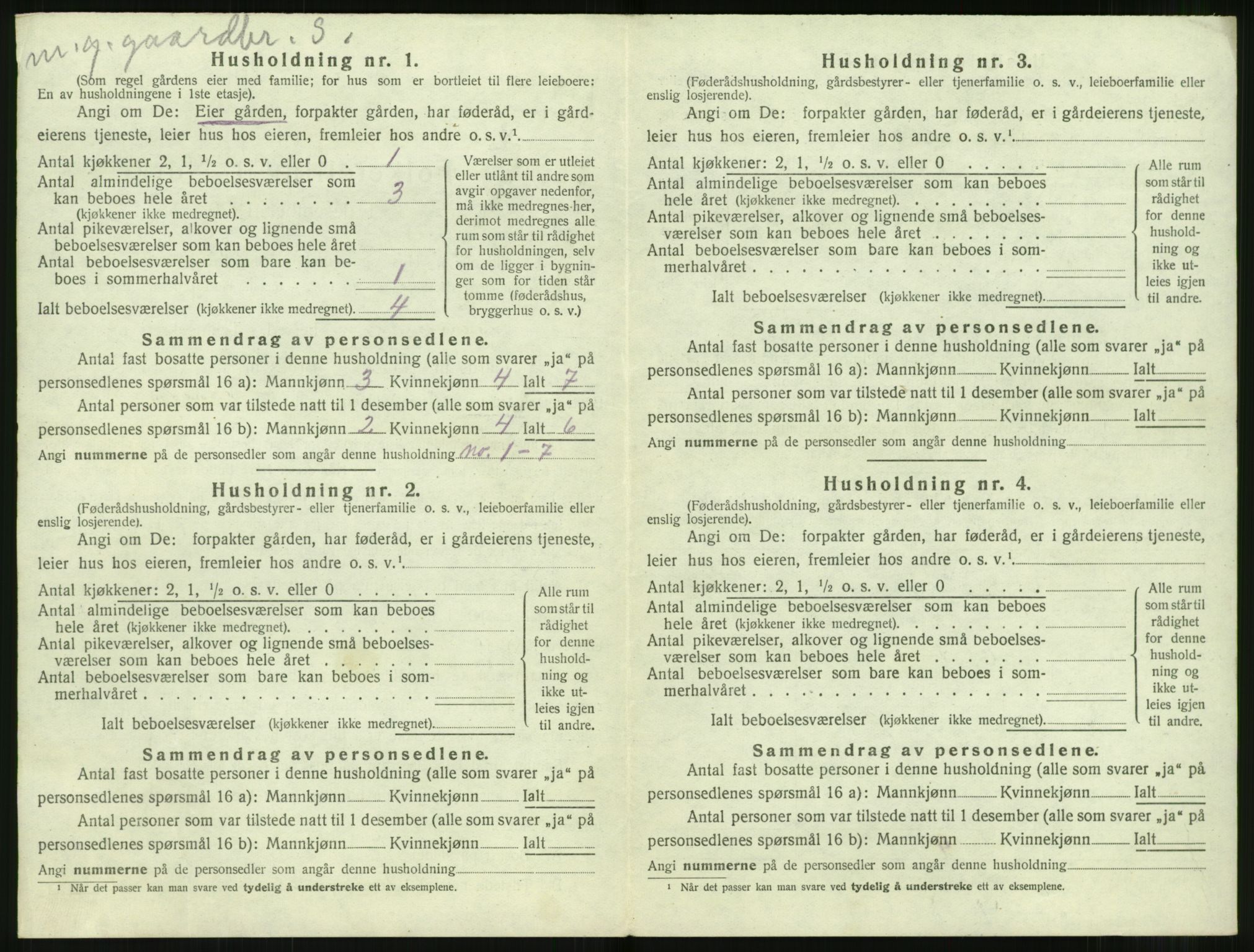 SAT, 1920 census for Sunnylven, 1920, p. 253