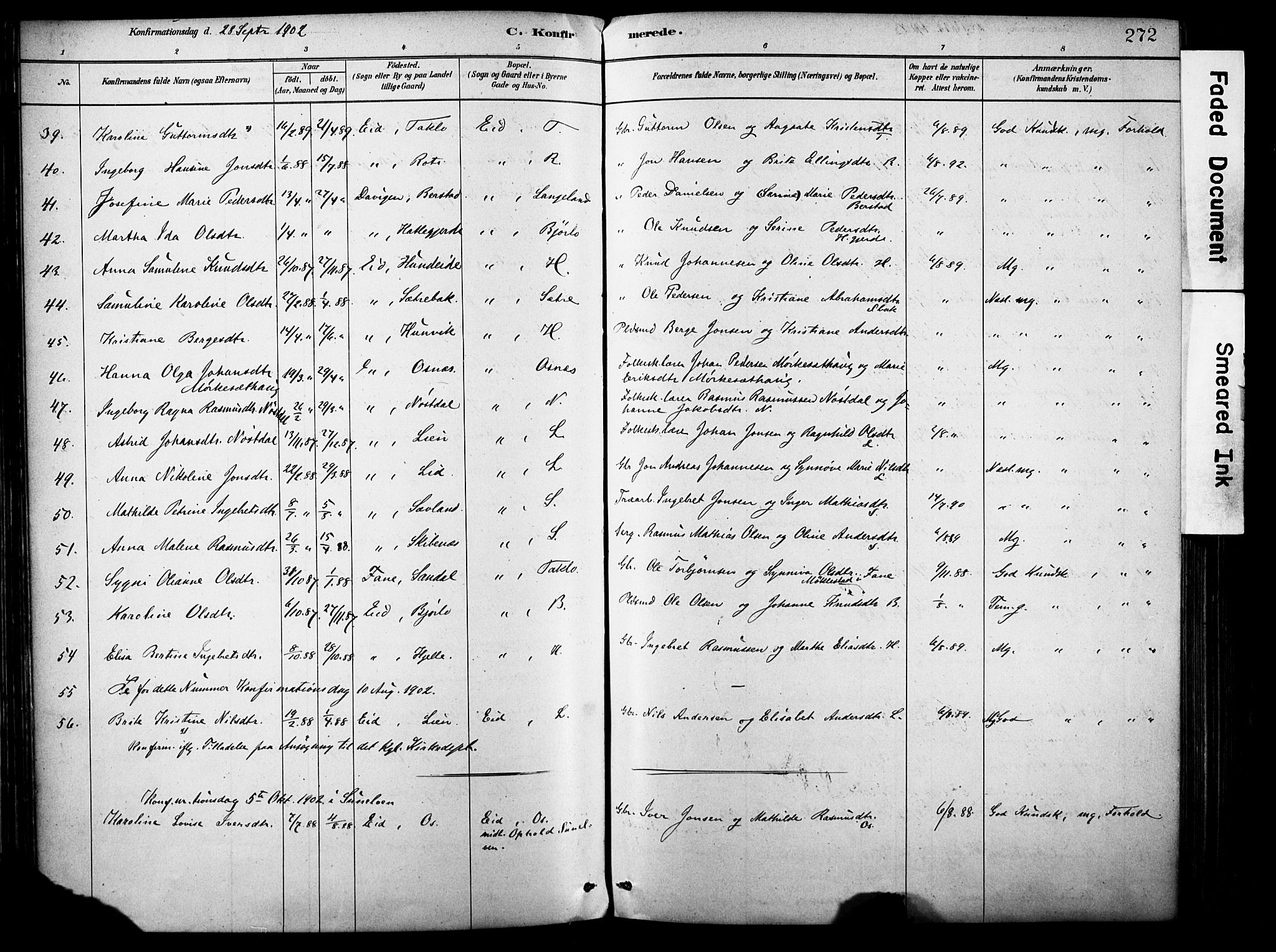 Eid sokneprestembete, AV/SAB-A-82301/H/Haa/Haab/L0001: Parish register (official) no. B 1, 1879-1906, p. 272