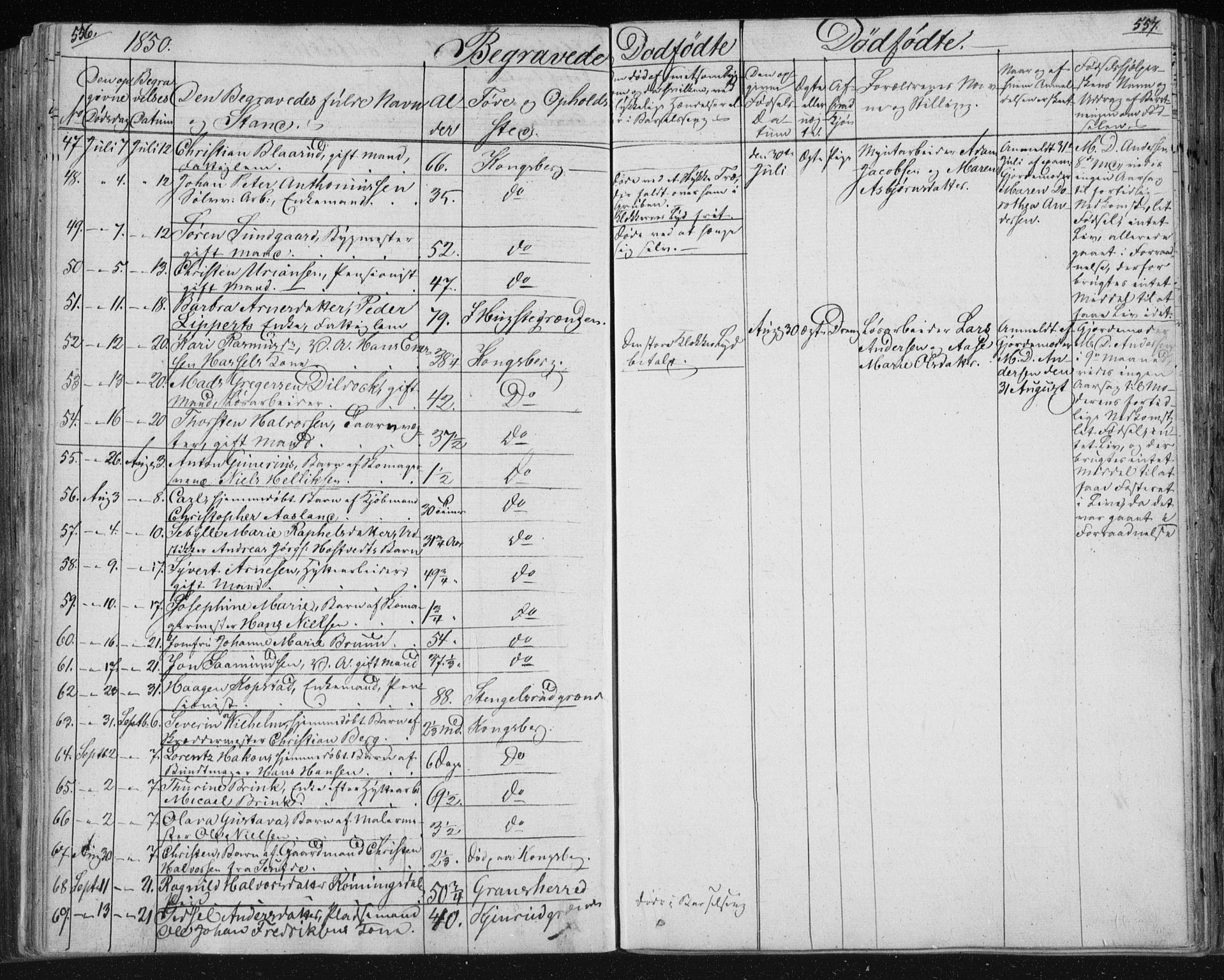 Kongsberg kirkebøker, AV/SAKO-A-22/F/Fa/L0009: Parish register (official) no. I 9, 1839-1858, p. 556-557