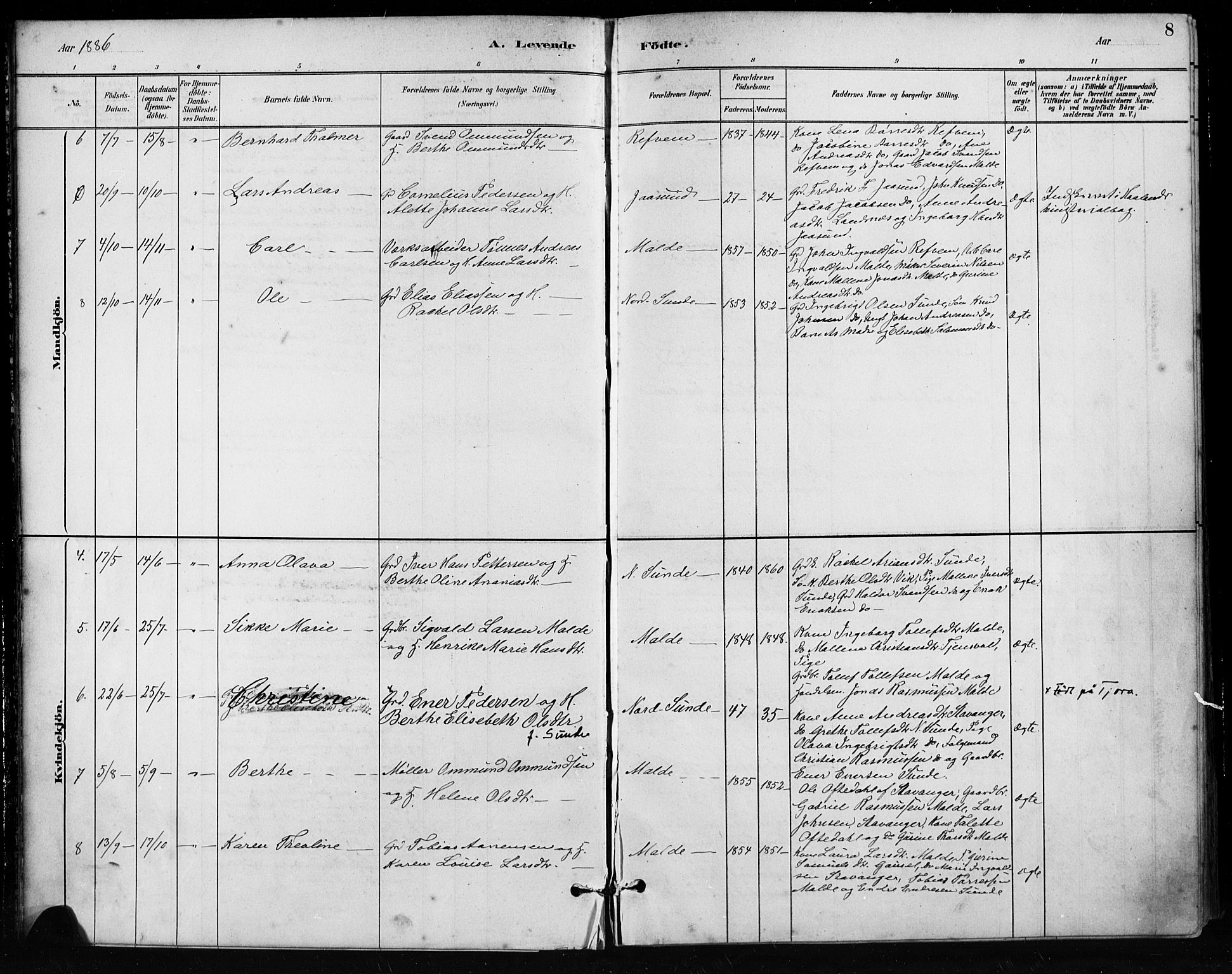 Håland sokneprestkontor, AV/SAST-A-101802/001/30BA/L0011: Parish register (official) no. A 10, 1883-1900, p. 8