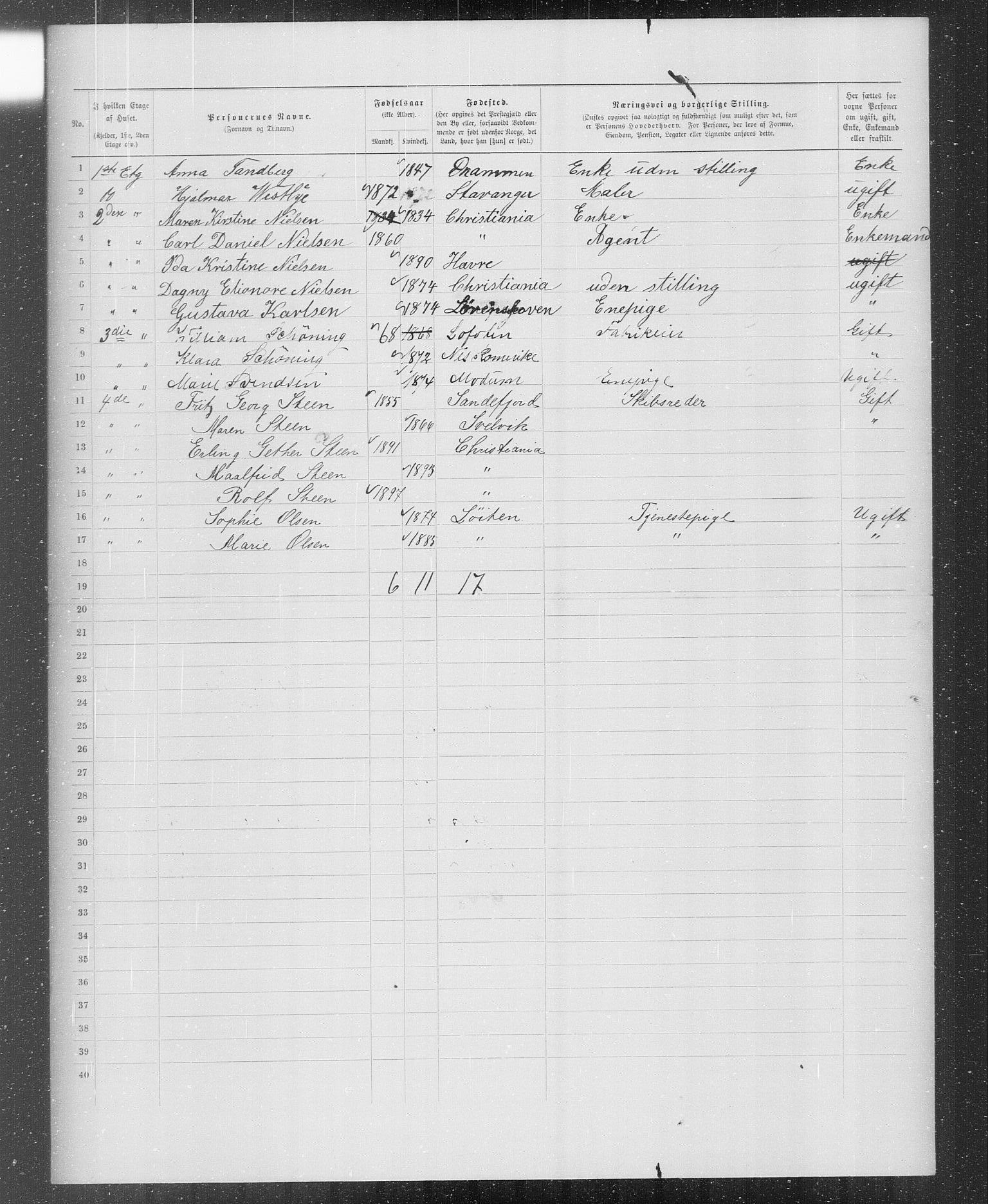 OBA, Municipal Census 1899 for Kristiania, 1899, p. 1778