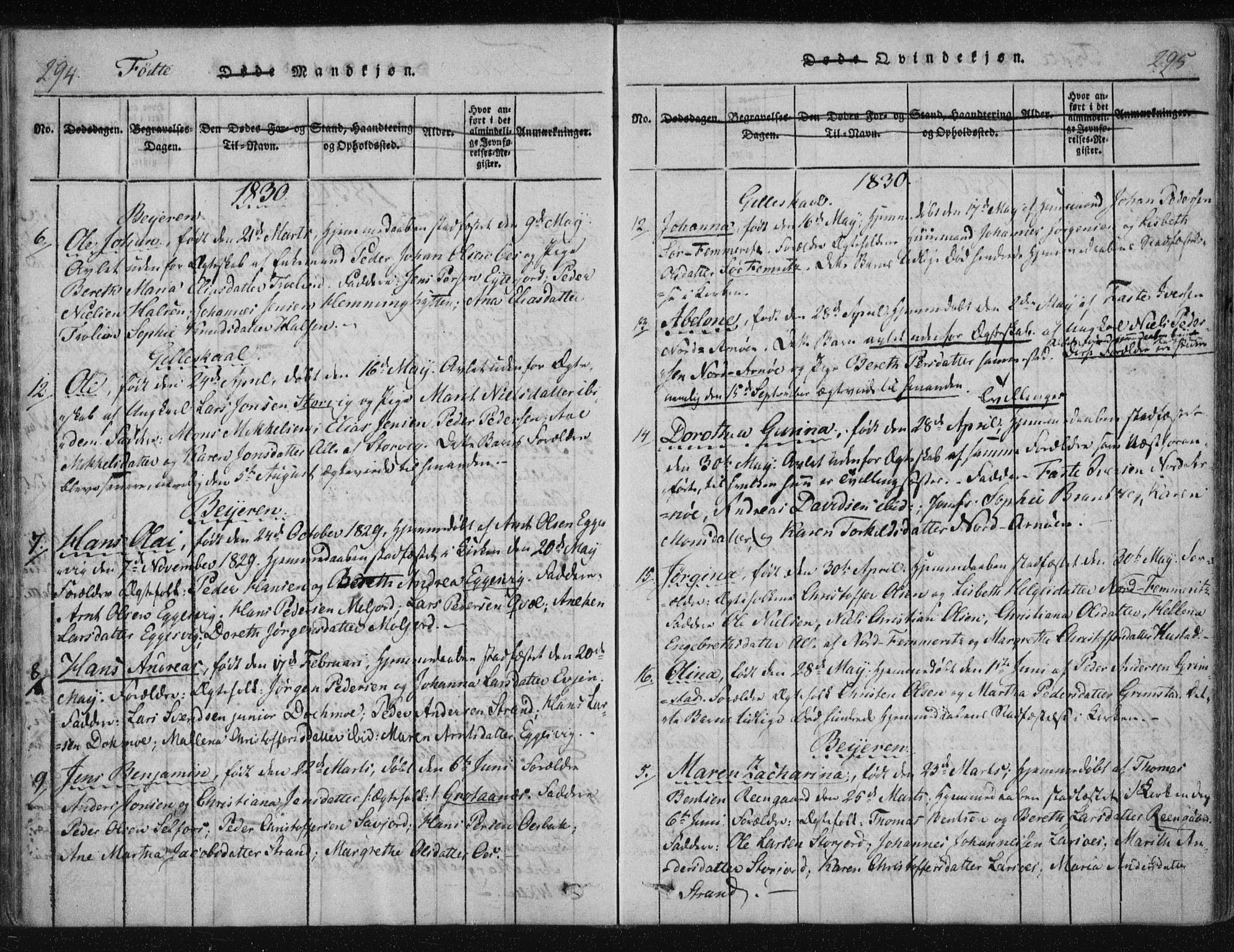 Ministerialprotokoller, klokkerbøker og fødselsregistre - Nordland, SAT/A-1459/805/L0096: Parish register (official) no. 805A03, 1820-1837, p. 294-295