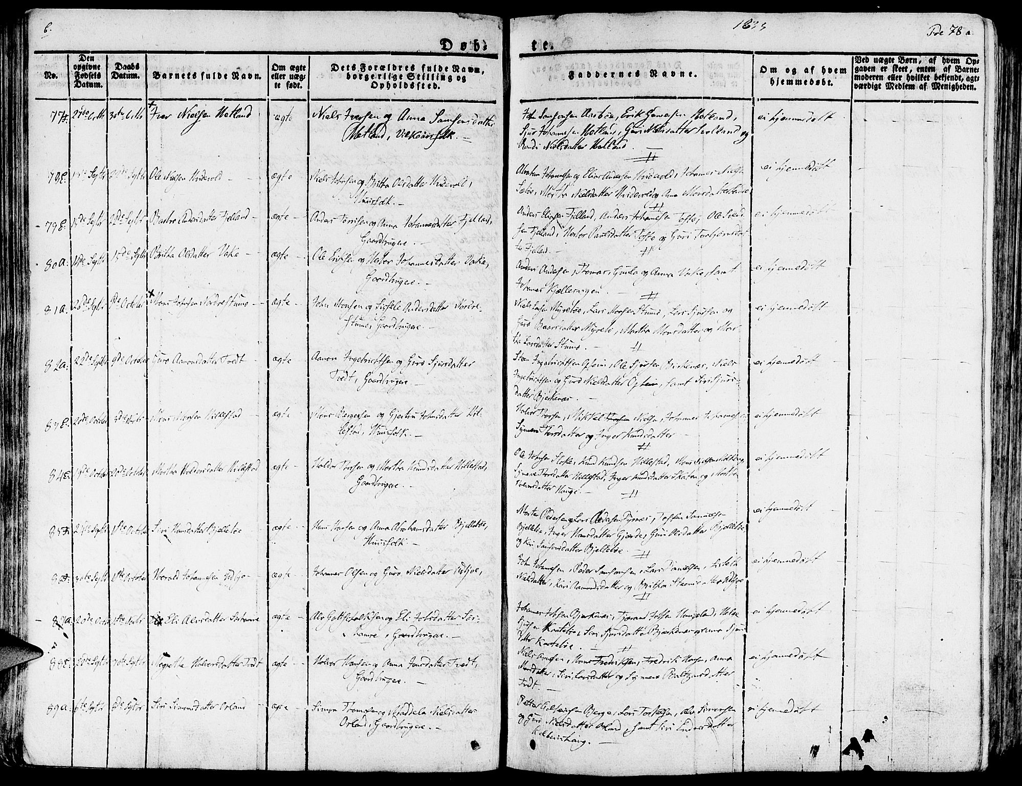 Fjelberg sokneprestembete, SAB/A-75201/H/Haa: Parish register (official) no. A 5, 1822-1834, p. 78