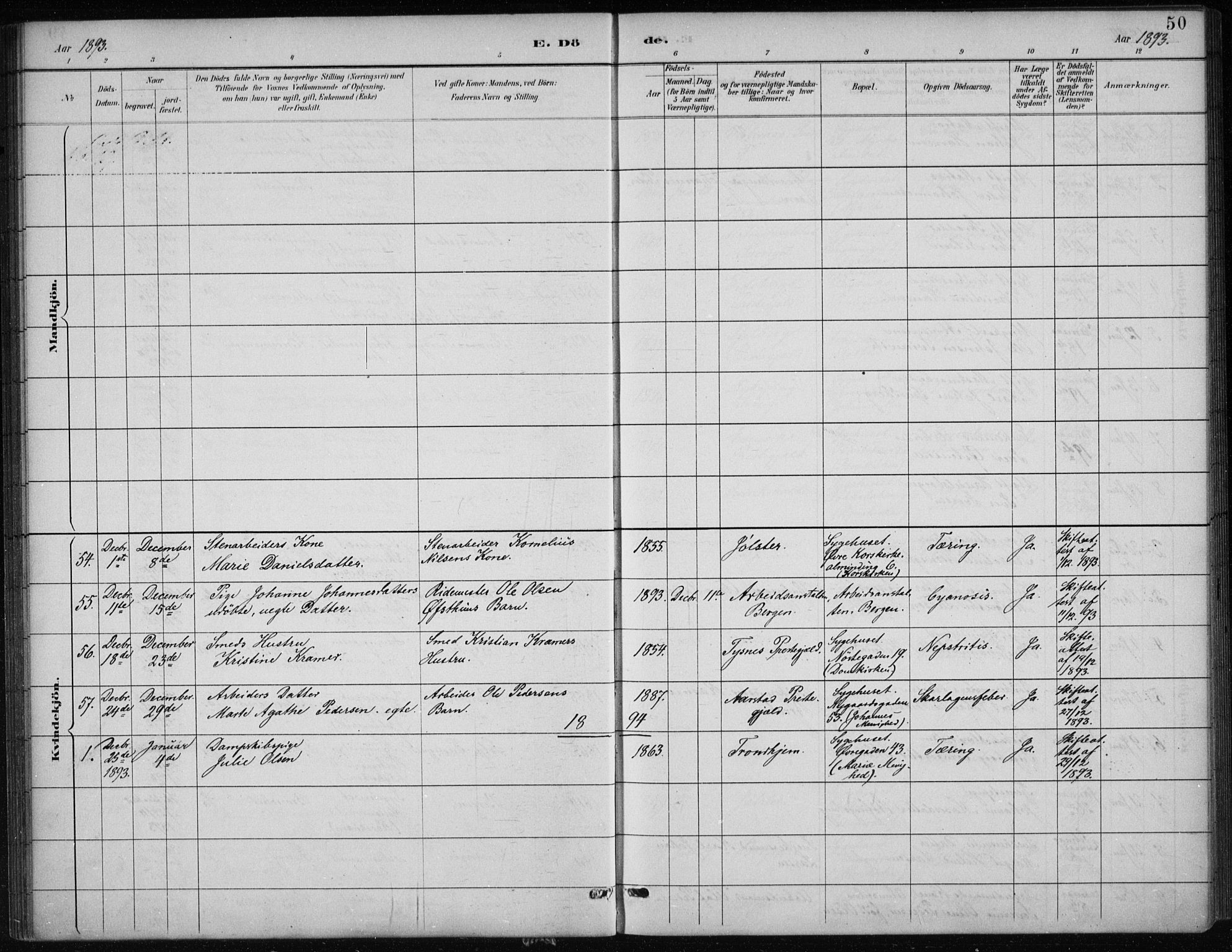 Bergen kommunale pleiehjem - stiftelsespresten, AV/SAB-A-100281: Parish register (official) no. A 5, 1887-1908, p. 50