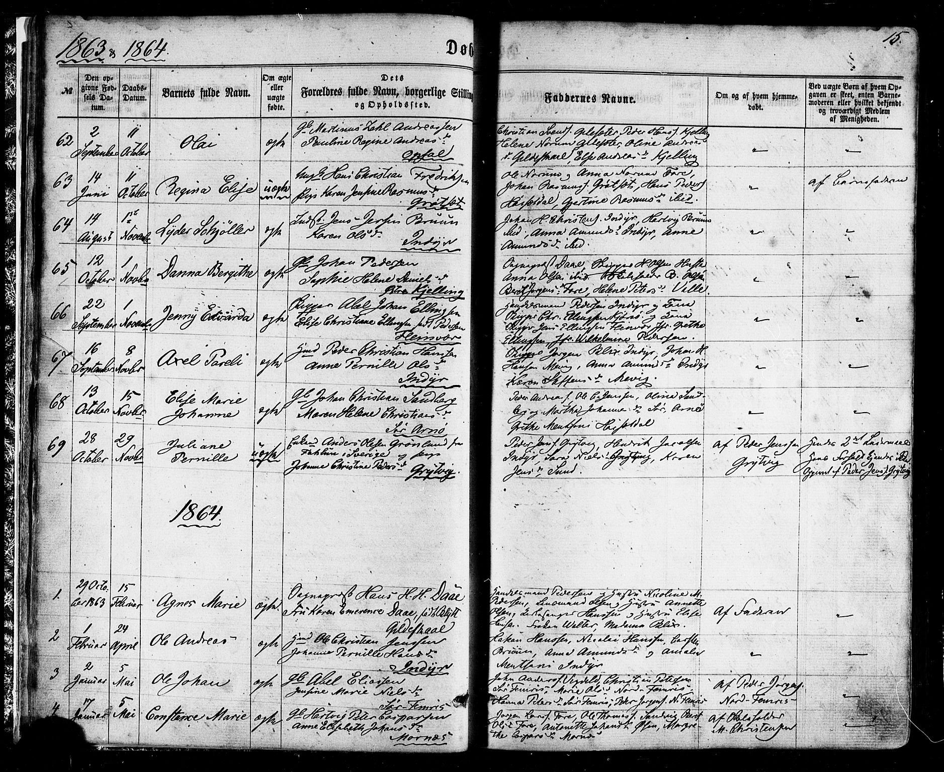 Ministerialprotokoller, klokkerbøker og fødselsregistre - Nordland, SAT/A-1459/805/L0098: Parish register (official) no. 805A05, 1862-1879, p. 15