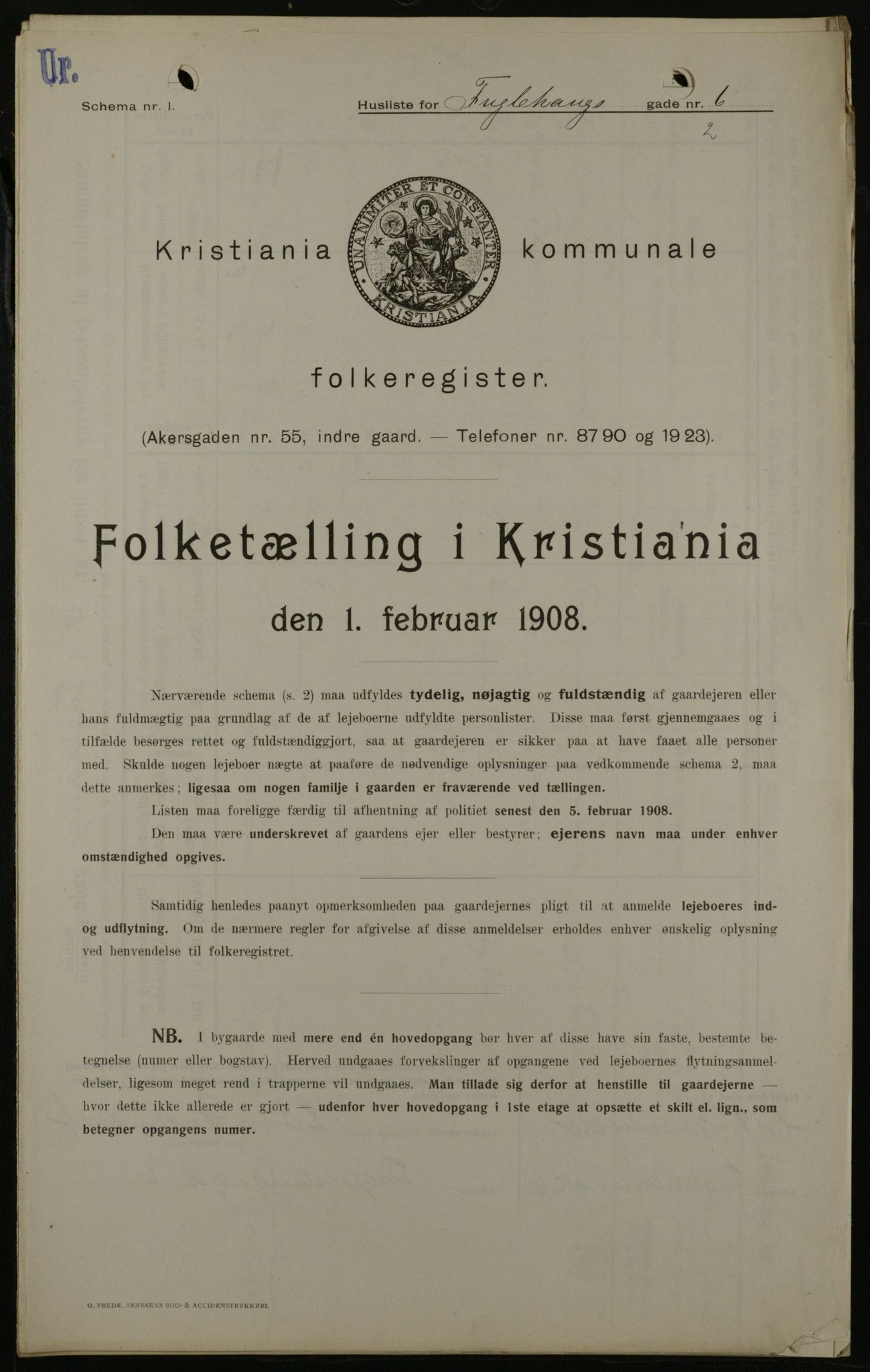 OBA, Municipal Census 1908 for Kristiania, 1908, p. 25596