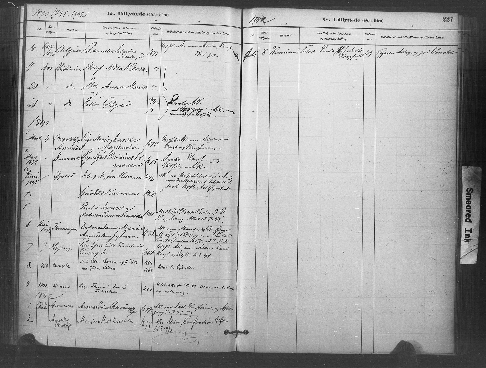 Kristiansand domprosti, AV/SAK-1112-0006/F/Fa/L0018: Parish register (official) no. A 17, 1880-1892, p. 227