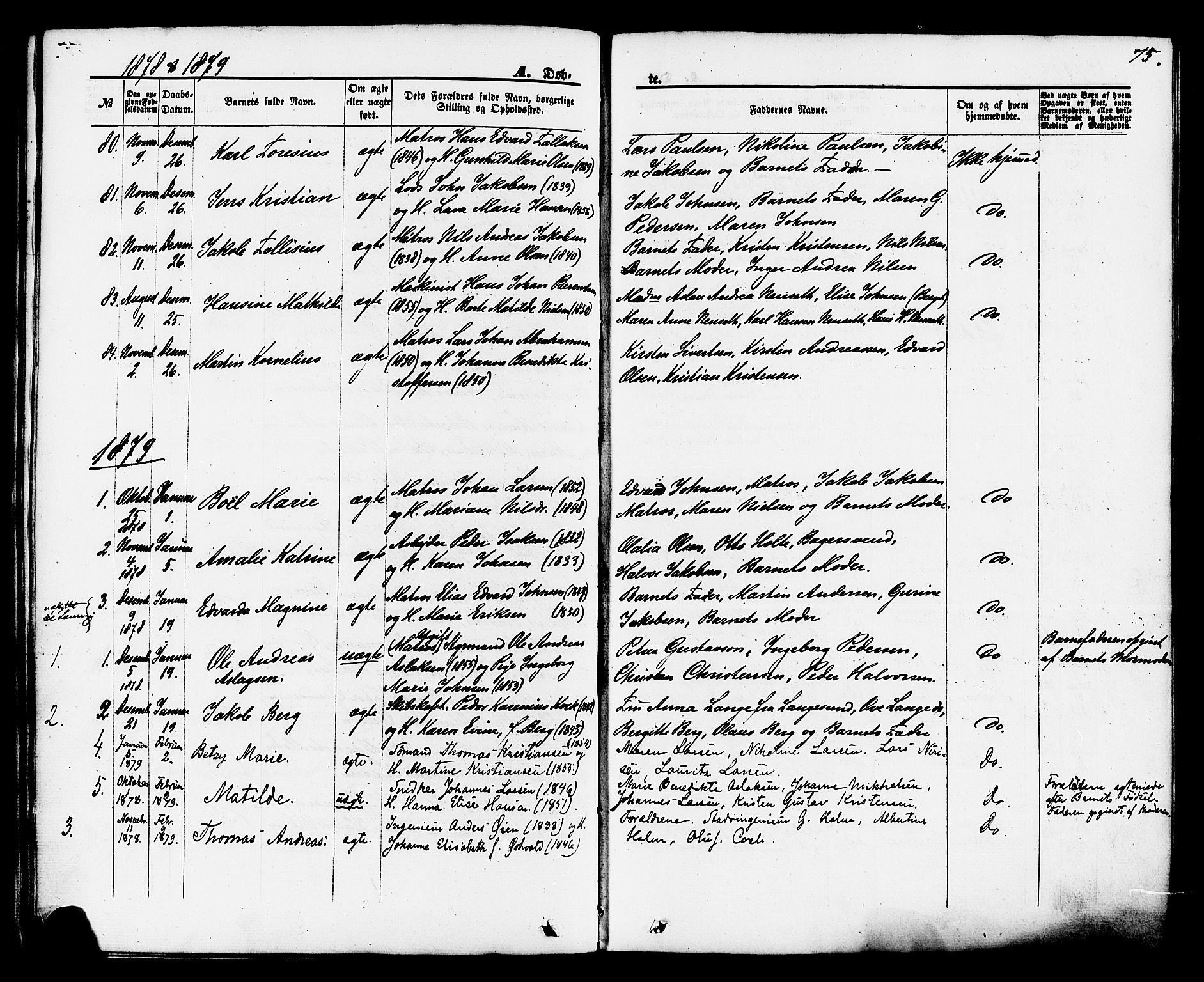 Brevik kirkebøker, SAKO/A-255/F/Fa/L0006: Parish register (official) no. 6, 1866-1881, p. 75