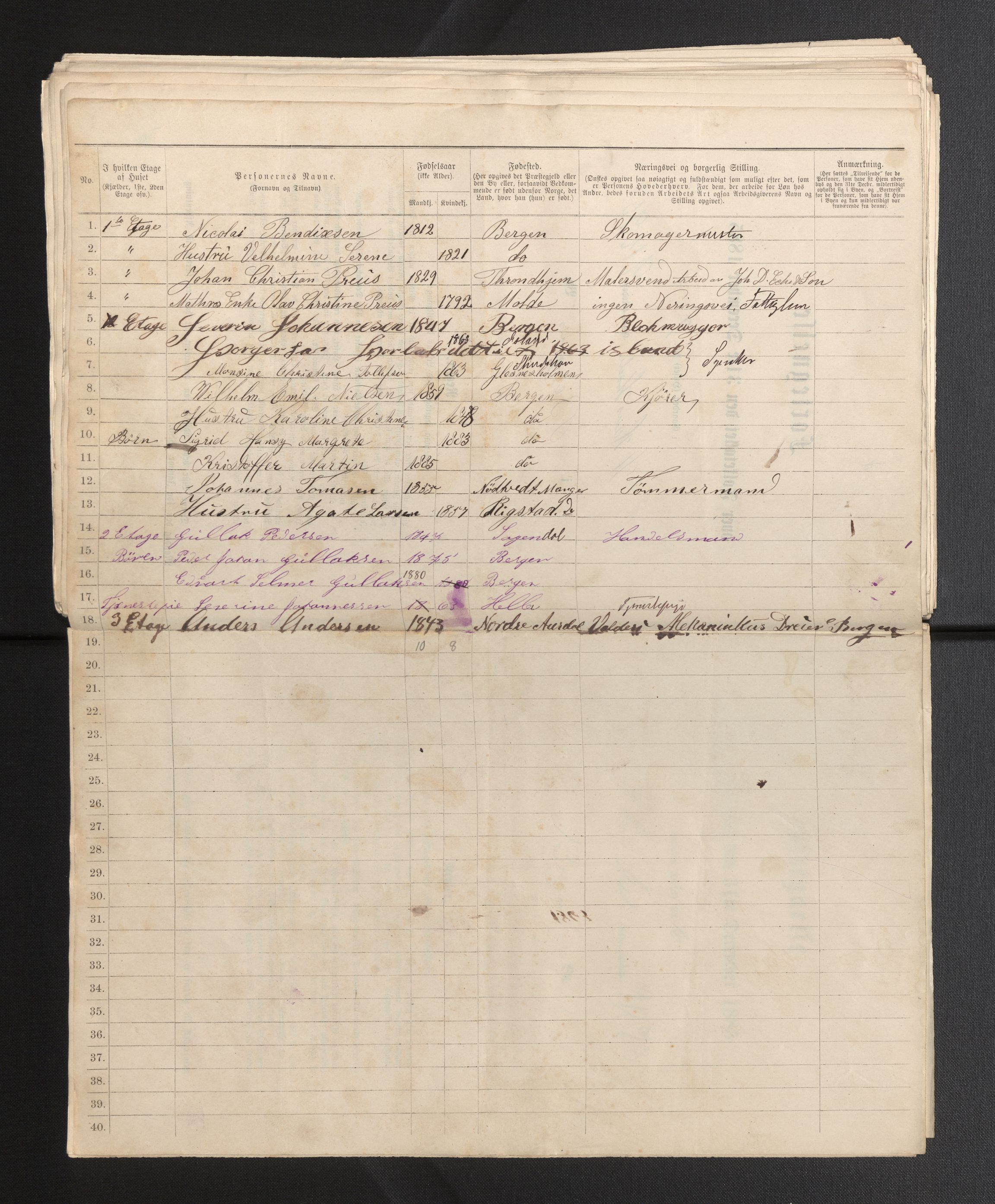 SAB, 1885 census for 1301 Bergen, 1885, p. 5558