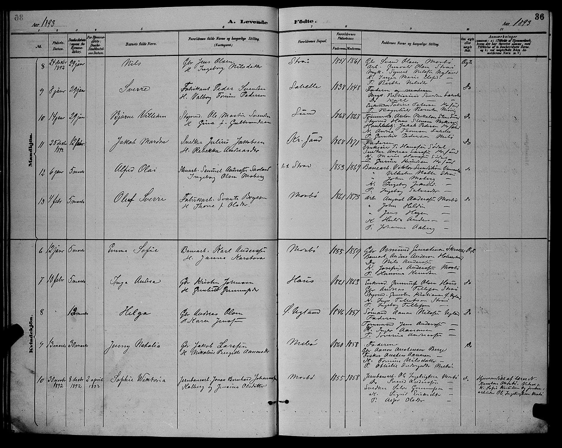 Oddernes sokneprestkontor, AV/SAK-1111-0033/F/Fb/Fba/L0008: Parish register (copy) no. B 8, 1887-1898, p. 36