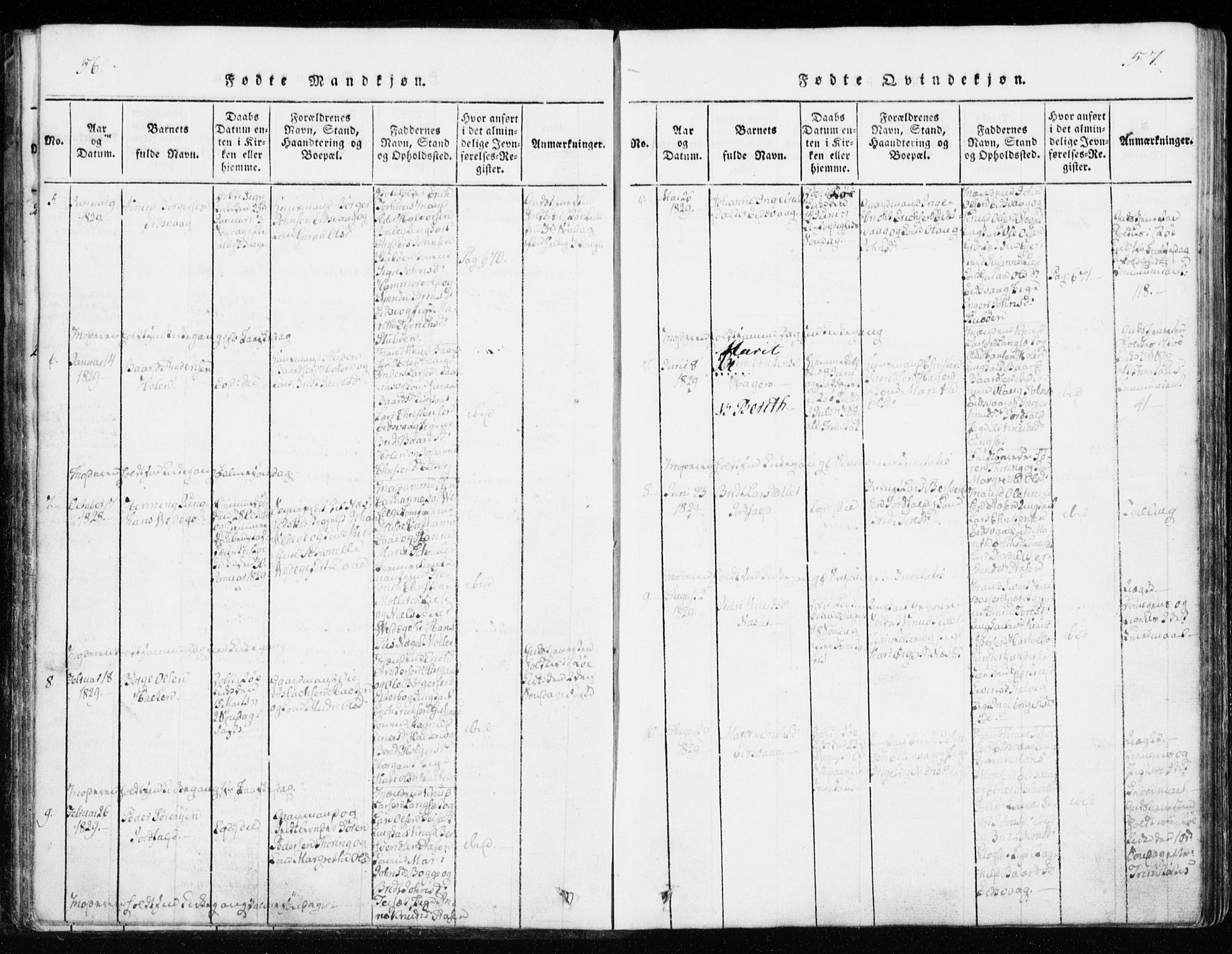 Ministerialprotokoller, klokkerbøker og fødselsregistre - Møre og Romsdal, SAT/A-1454/551/L0623: Parish register (official) no. 551A03, 1818-1831, p. 56-57