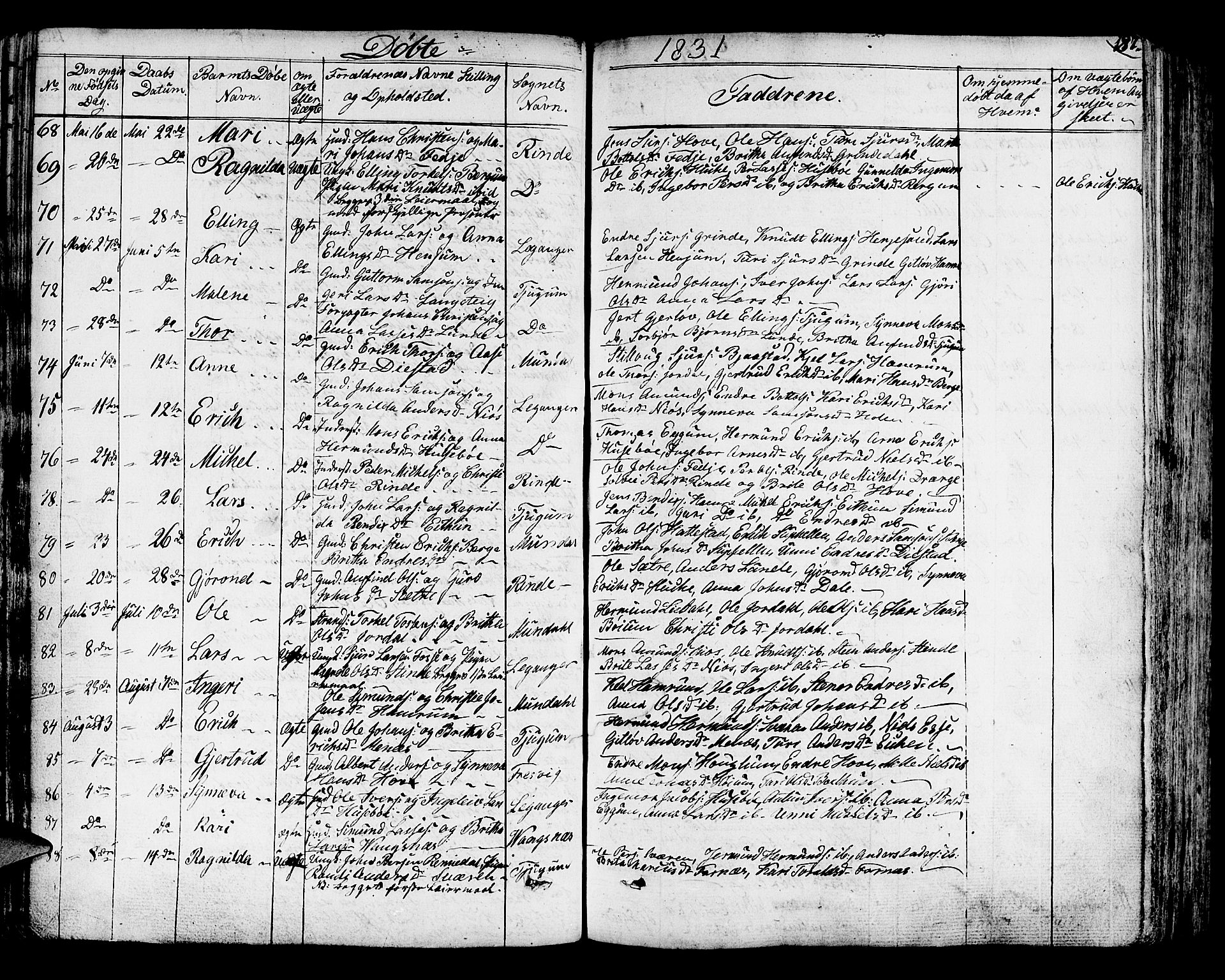 Leikanger sokneprestembete, AV/SAB-A-81001/H/Haa/Haaa/L0006: Parish register (official) no. A 6, 1810-1838, p. 187