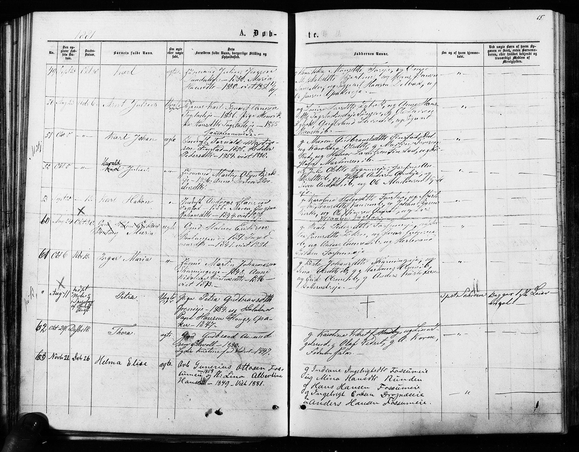 Nes prestekontor Kirkebøker, AV/SAO-A-10410/F/Fa/L0009: Parish register (official) no. I 9, 1875-1882, p. 65