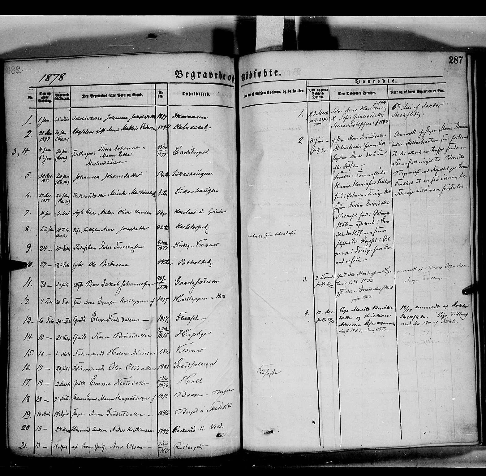 Grue prestekontor, AV/SAH-PREST-036/H/Ha/Haa/L0011: Parish register (official) no. 11, 1873-1880, p. 287