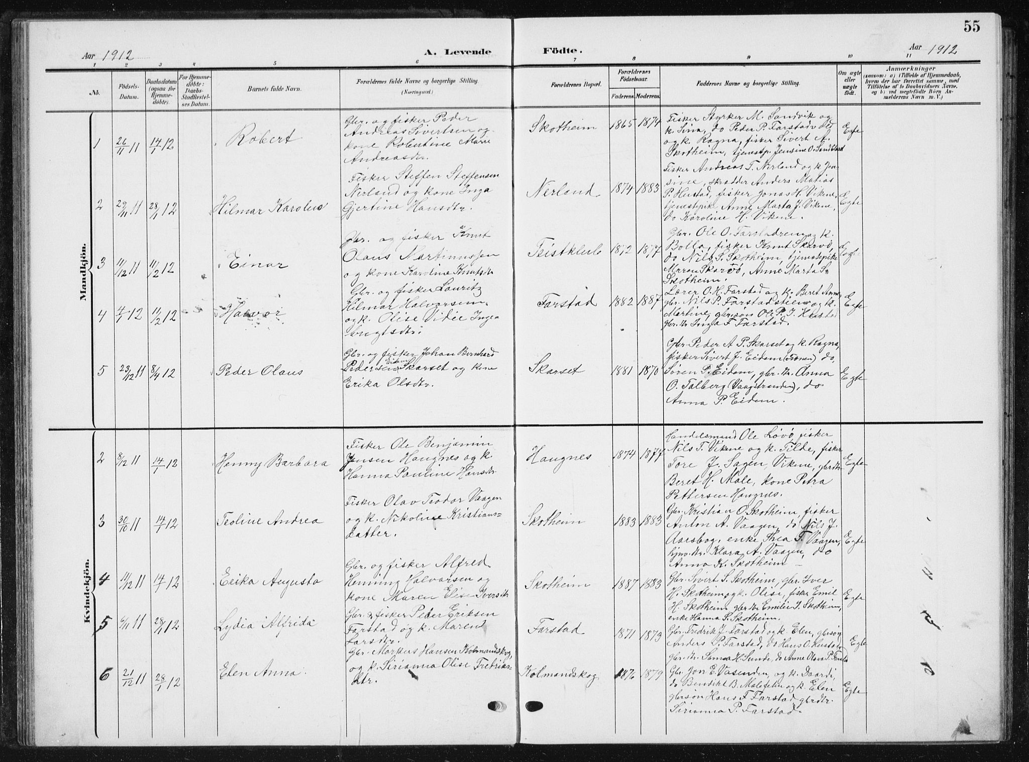 Ministerialprotokoller, klokkerbøker og fødselsregistre - Møre og Romsdal, AV/SAT-A-1454/567/L0784: Parish register (copy) no. 567C04, 1903-1938, p. 55