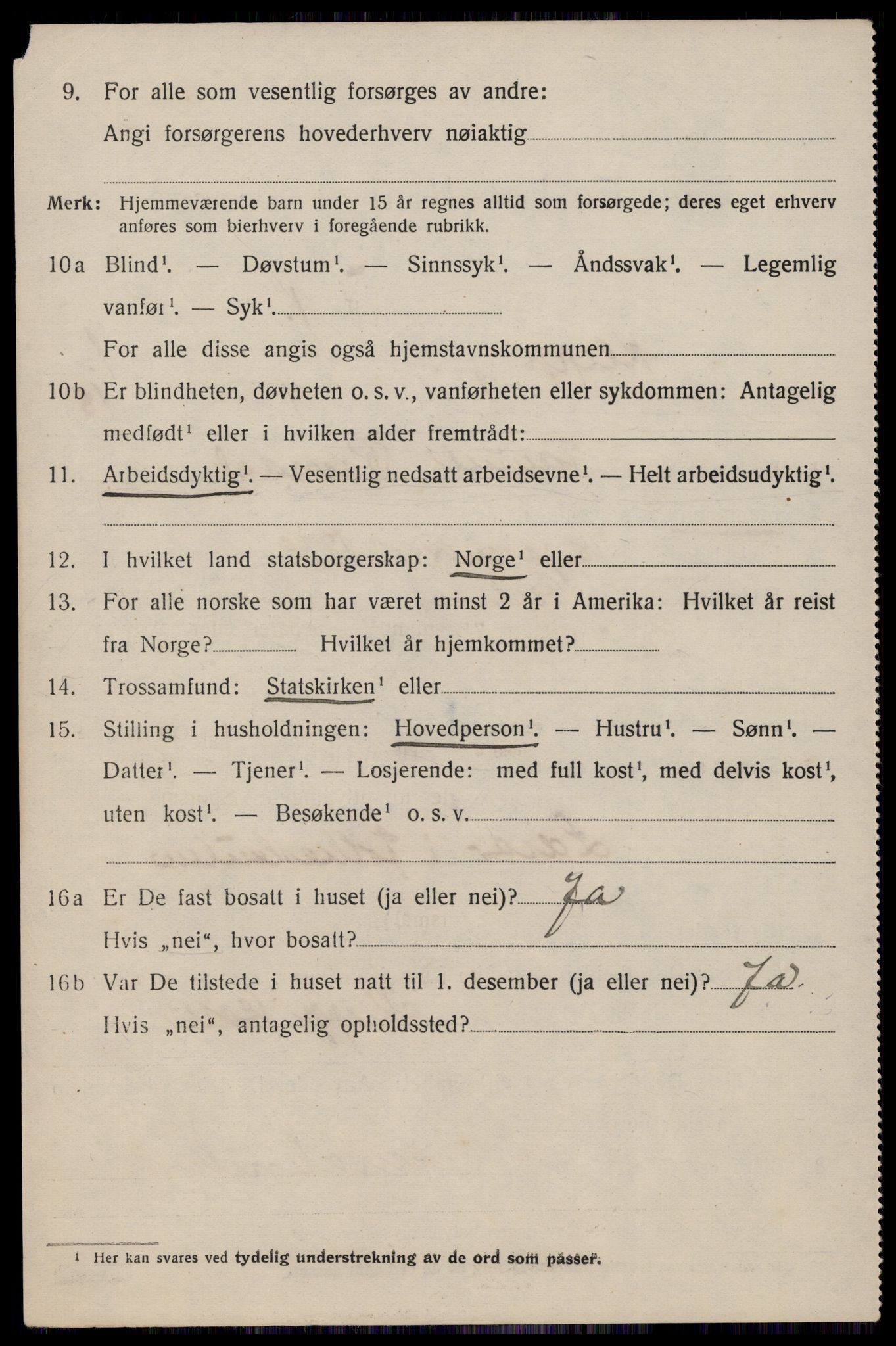 SAST, 1920 census for Klepp, 1920, p. 1189