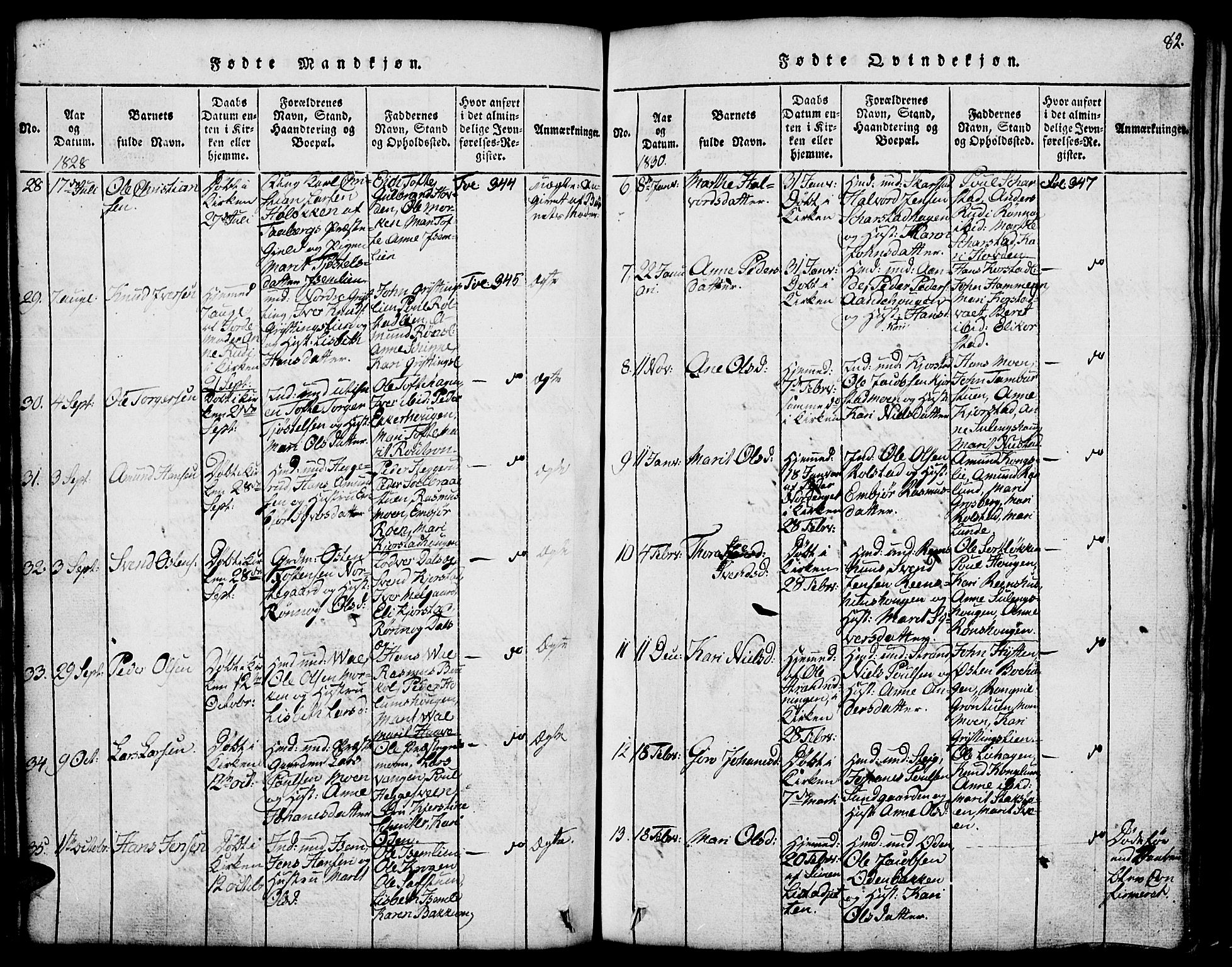 Fron prestekontor, AV/SAH-PREST-078/H/Ha/Hab/L0001: Parish register (copy) no. 1, 1816-1843, p. 82