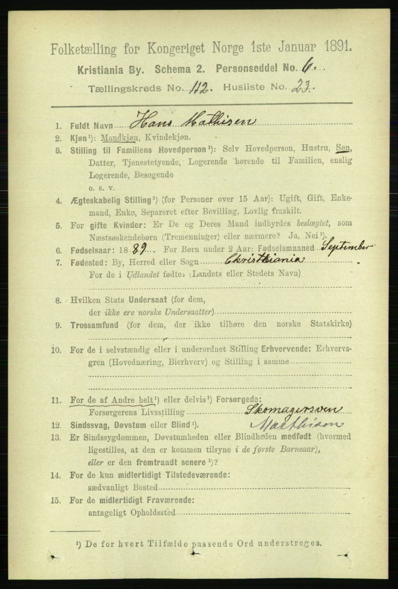 RA, 1891 census for 0301 Kristiania, 1891, p. 59717