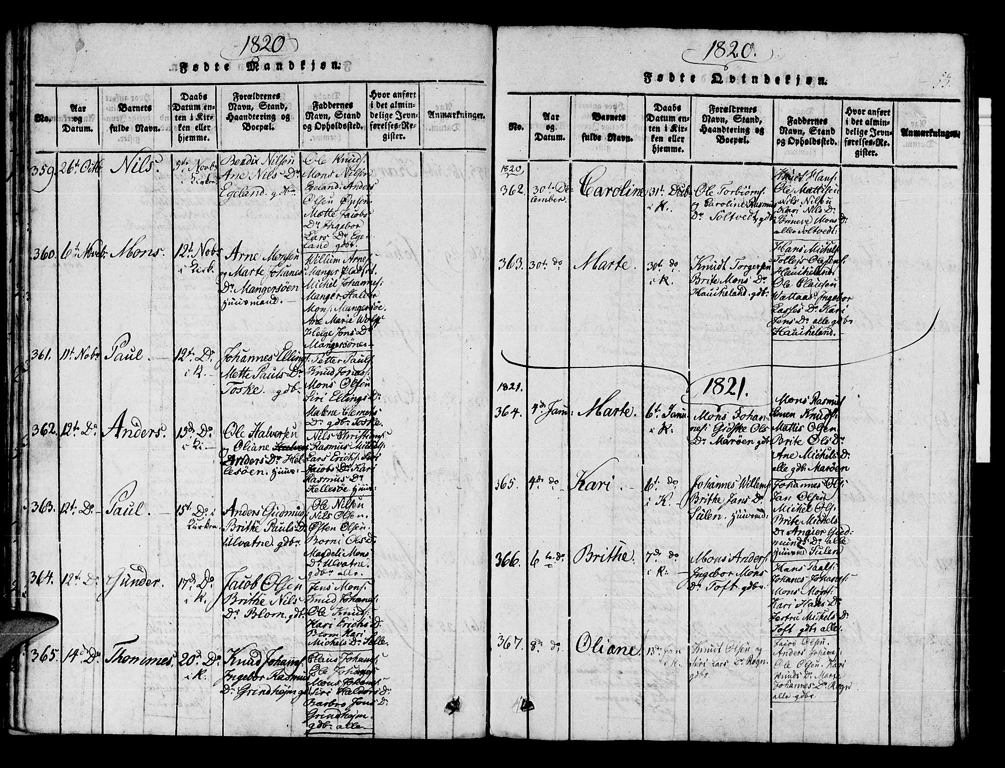 Manger sokneprestembete, SAB/A-76801/H/Haa: Parish register (official) no. A 3, 1816-1824, p. 53