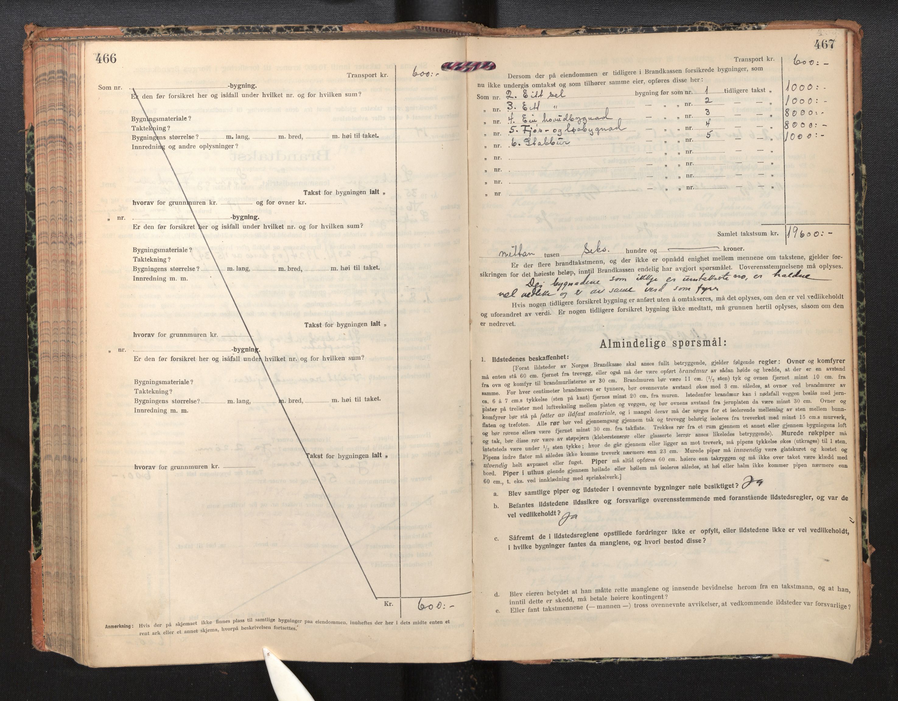 Lensmannen i Leikanger, AV/SAB-A-29201/0012/L0007: Branntakstprotokoll, skjematakst, 1926-1936, p. 466-467