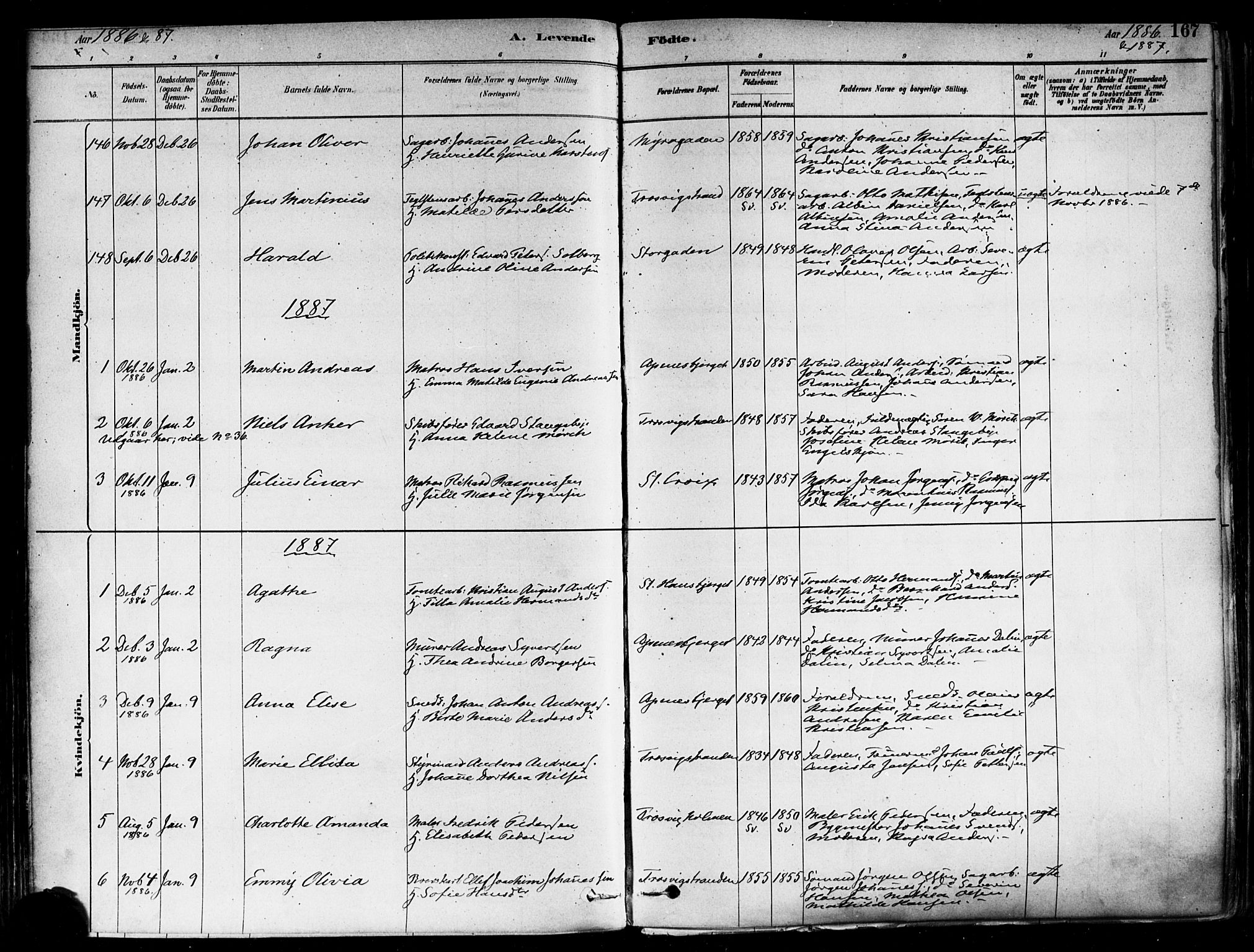 Fredrikstad domkirkes prestekontor Kirkebøker, AV/SAO-A-10906/F/Fa/L0002: Parish register (official) no. 2, 1878-1894, p. 167