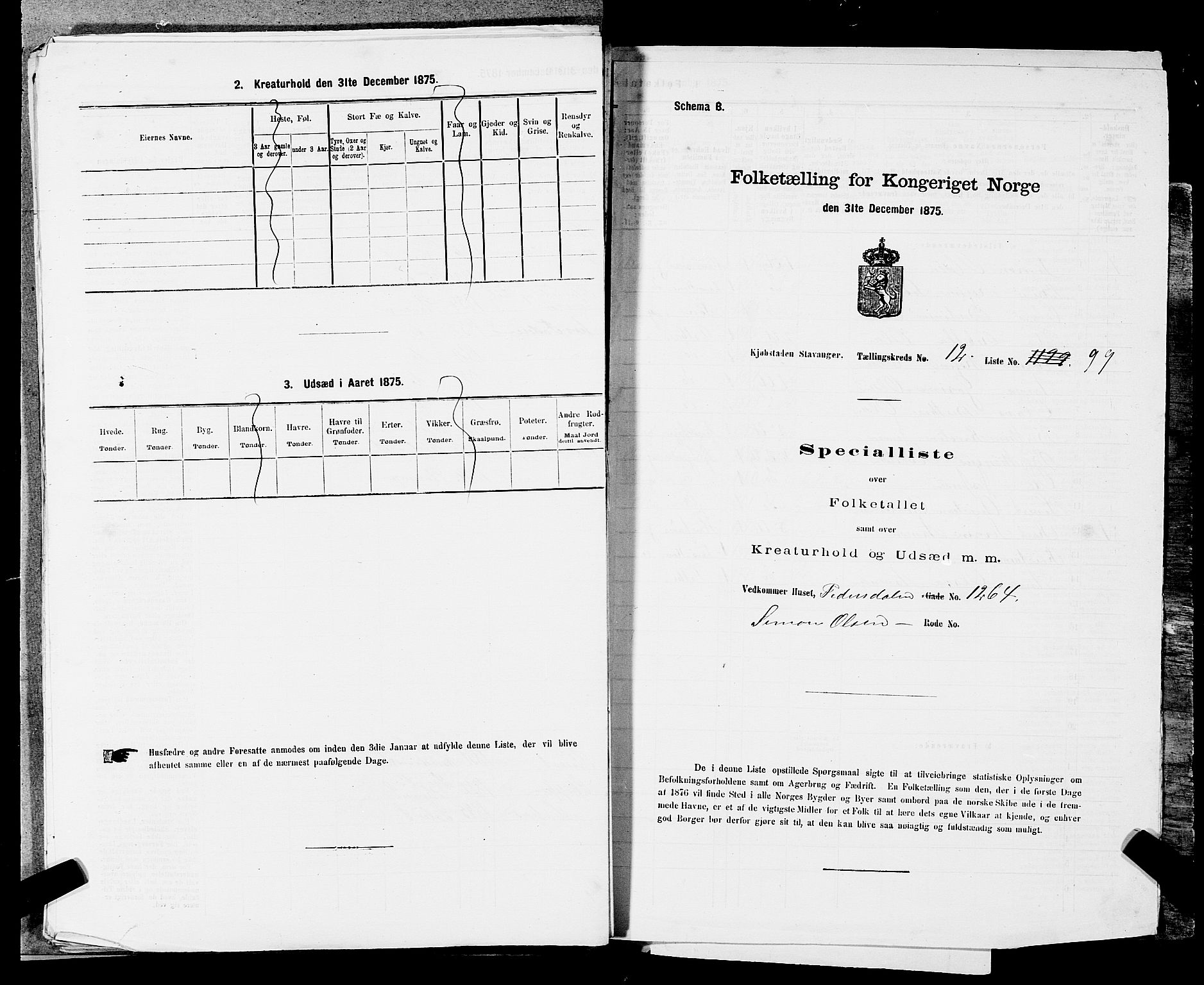 SAST, 1875 census for 1103 Stavanger, 1875, p. 2499