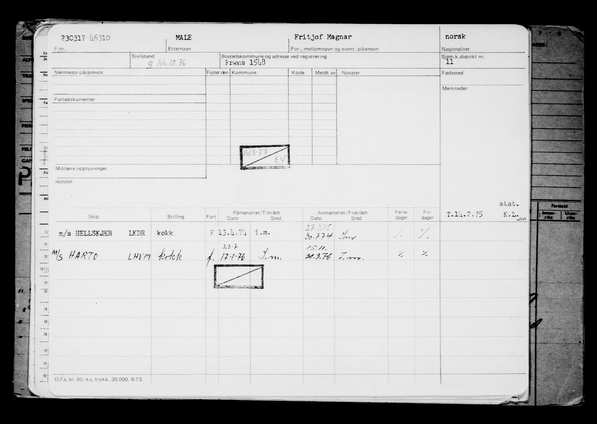 Direktoratet for sjømenn, AV/RA-S-3545/G/Gb/L0147: Hovedkort, 1917, p. 201