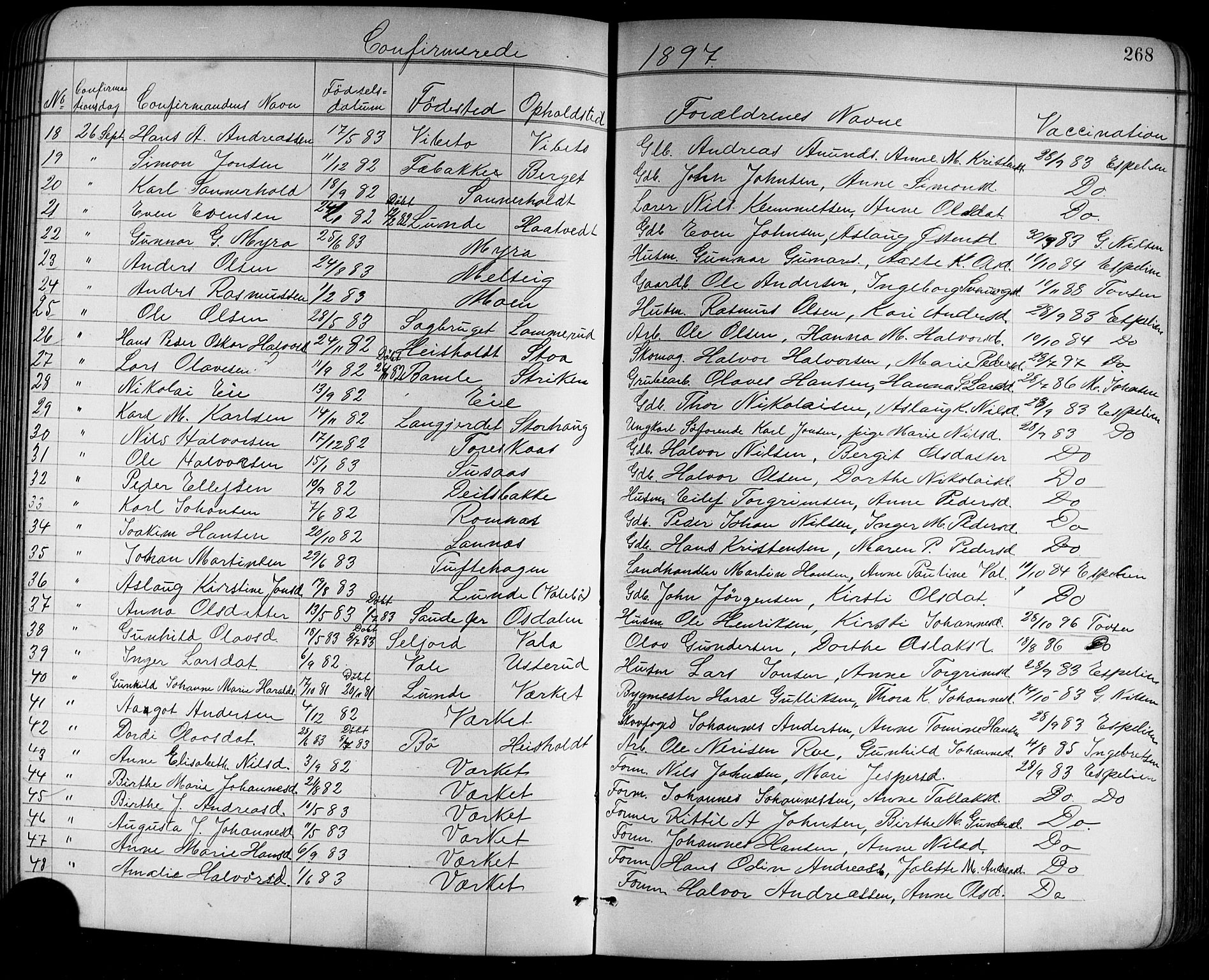 Holla kirkebøker, SAKO/A-272/G/Ga/L0005: Parish register (copy) no. I 5, 1891-1917, p. 268