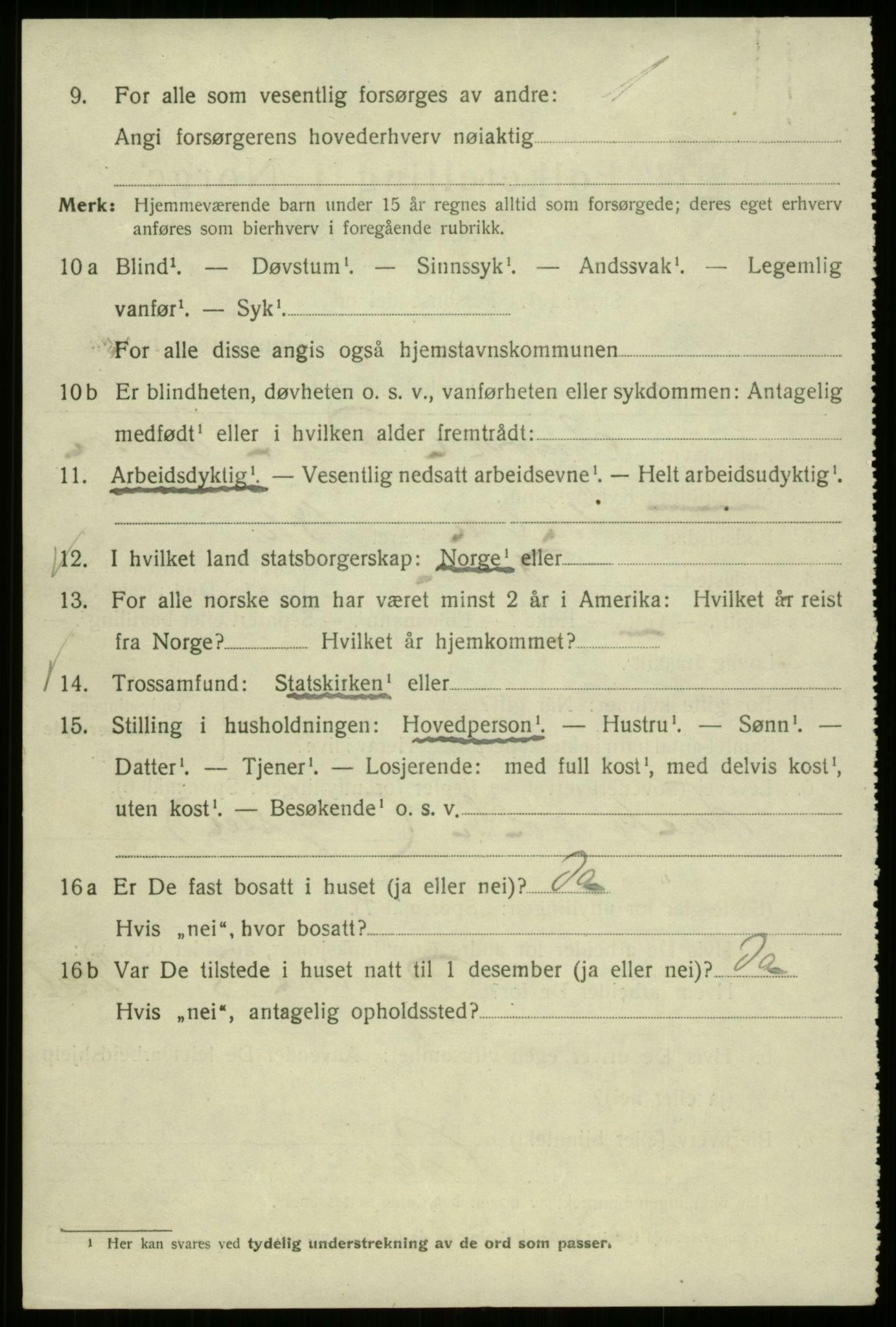 SAB, 1920 census for Bergen, 1920, p. 190547