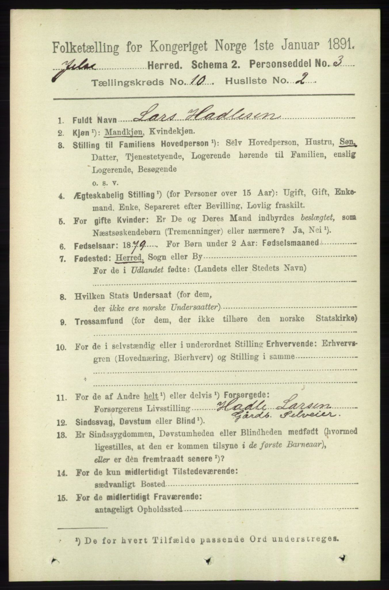 RA, 1891 census for 1138 Jelsa, 1891, p. 2435