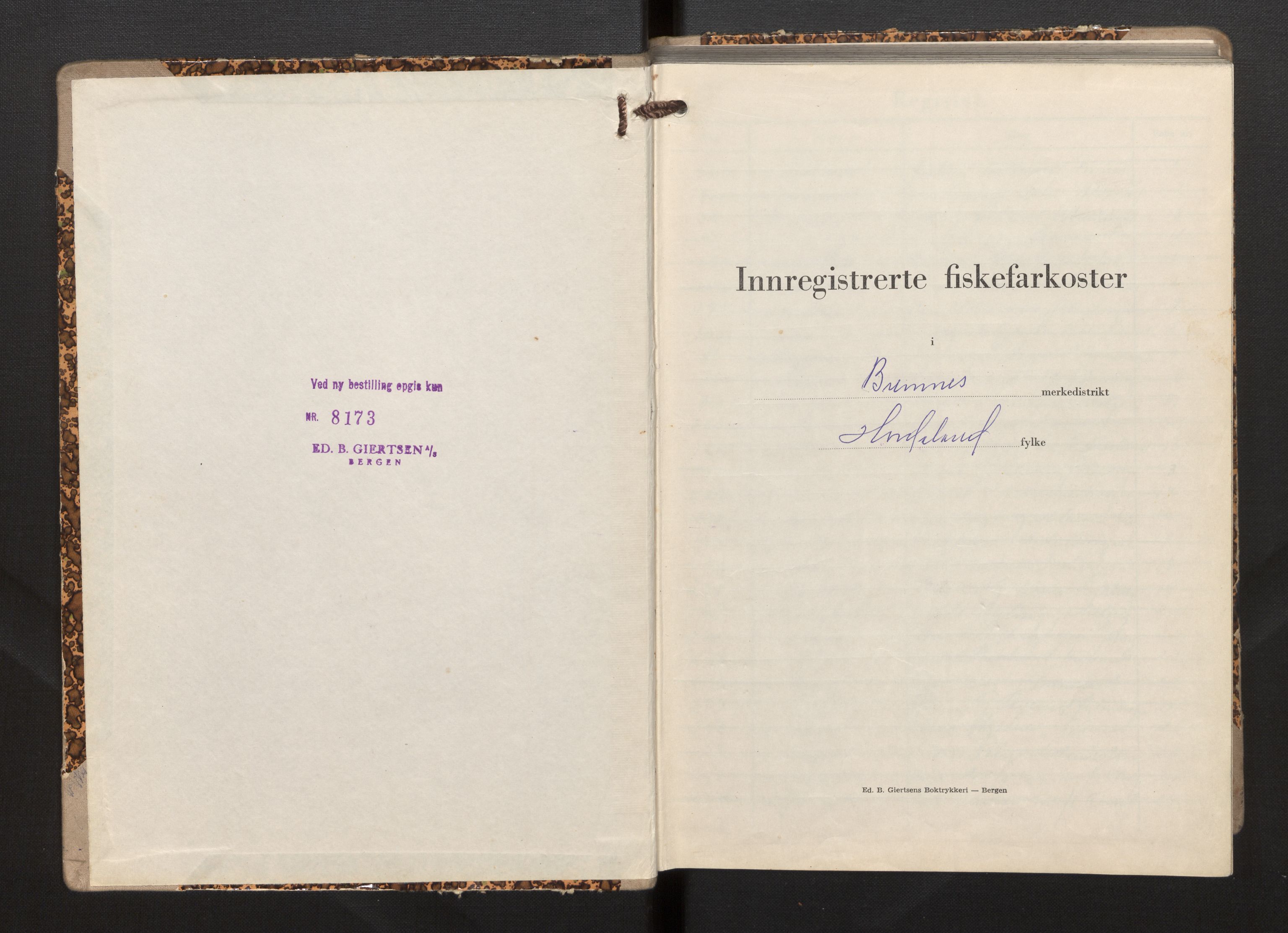 Fiskeridirektoratet - 1 Adm. ledelse - 13 Båtkontoret, AV/SAB-A-2003/I/Ia/Iah/L0025: 135.0807/5 Merkeprotokoll - Bremnes, 1955-1962