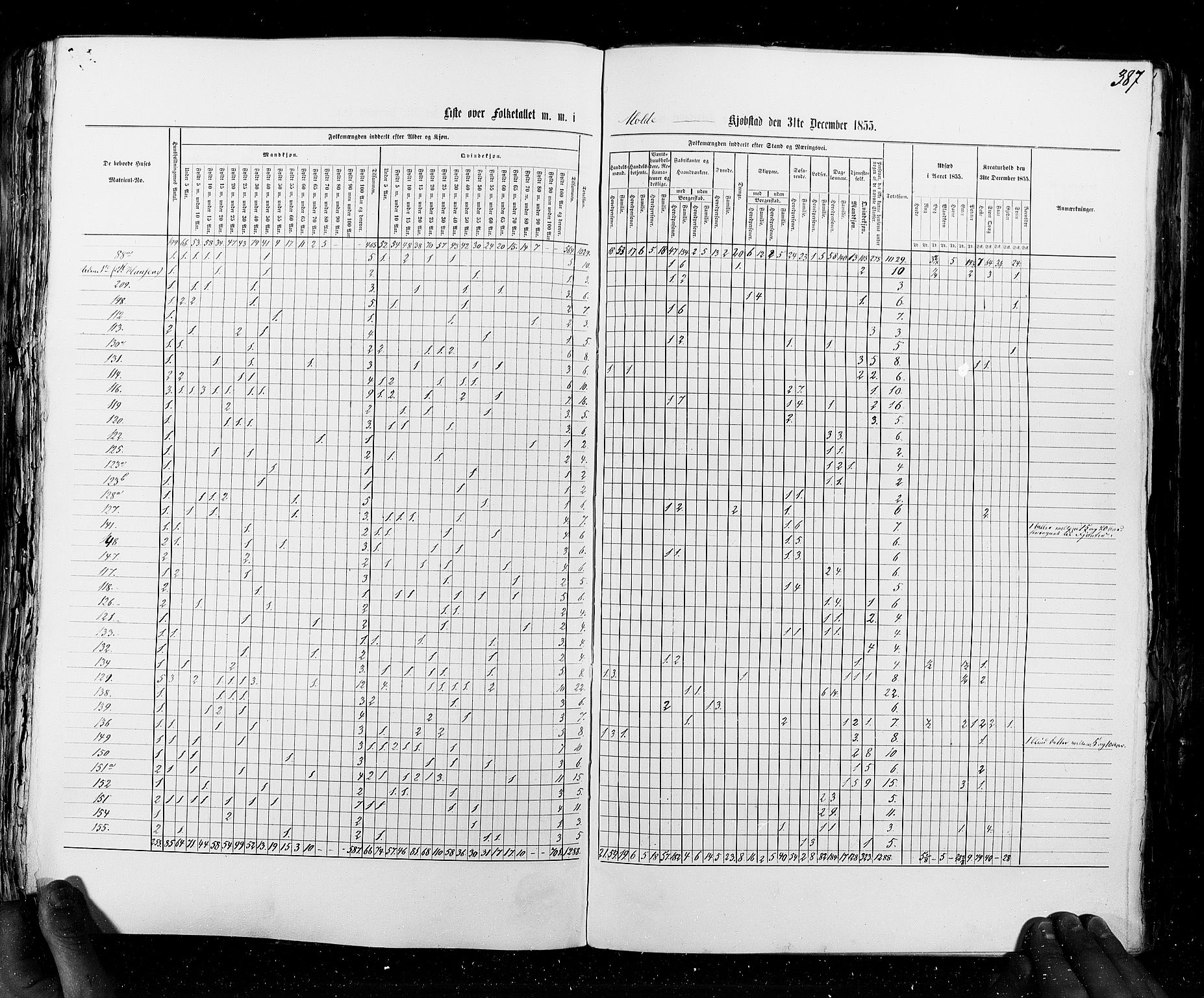 RA, Census 1855, vol. 8: Risør-Vadsø, 1855, p. 387