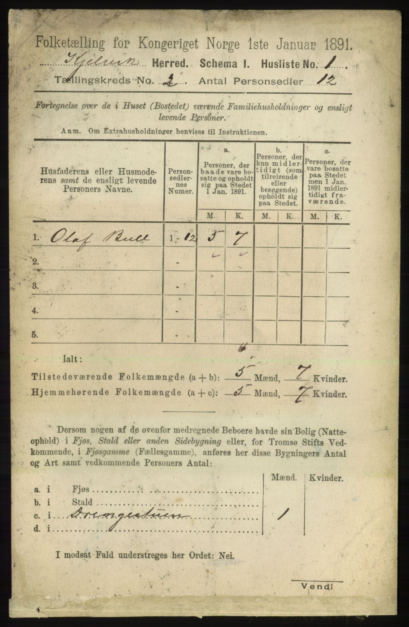 RA, 1891 census for 2019 Kjelvik, 1891, p. 79