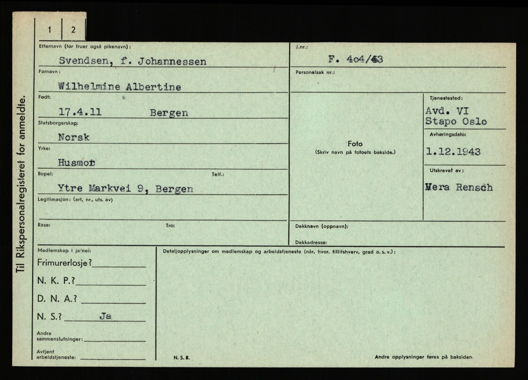 Statspolitiet - Hovedkontoret / Osloavdelingen, AV/RA-S-1329/C/Ca/L0015: Svea - Tøsse, 1943-1945, p. 454