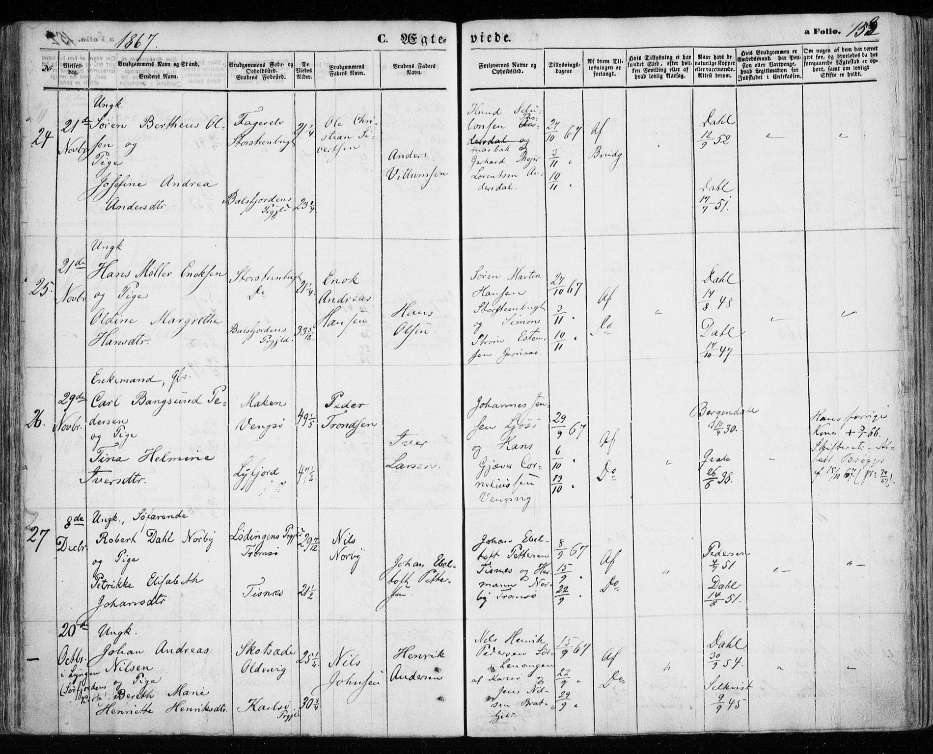 Tromsøysund sokneprestkontor, AV/SATØ-S-1304/G/Ga/L0002kirke: Parish register (official) no. 2, 1867-1875, p. 153