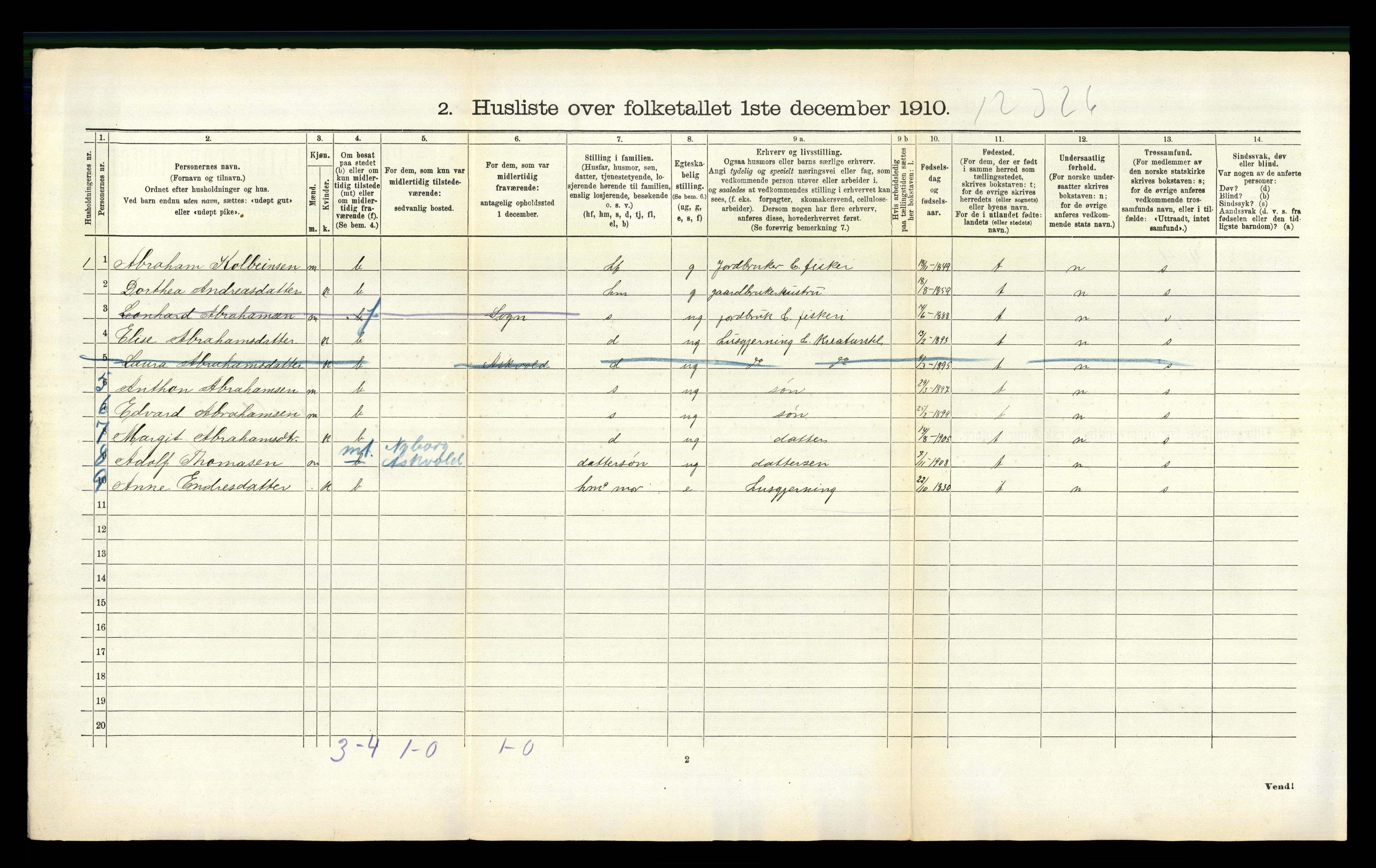 RA, 1910 census for Askvoll, 1910, p. 760