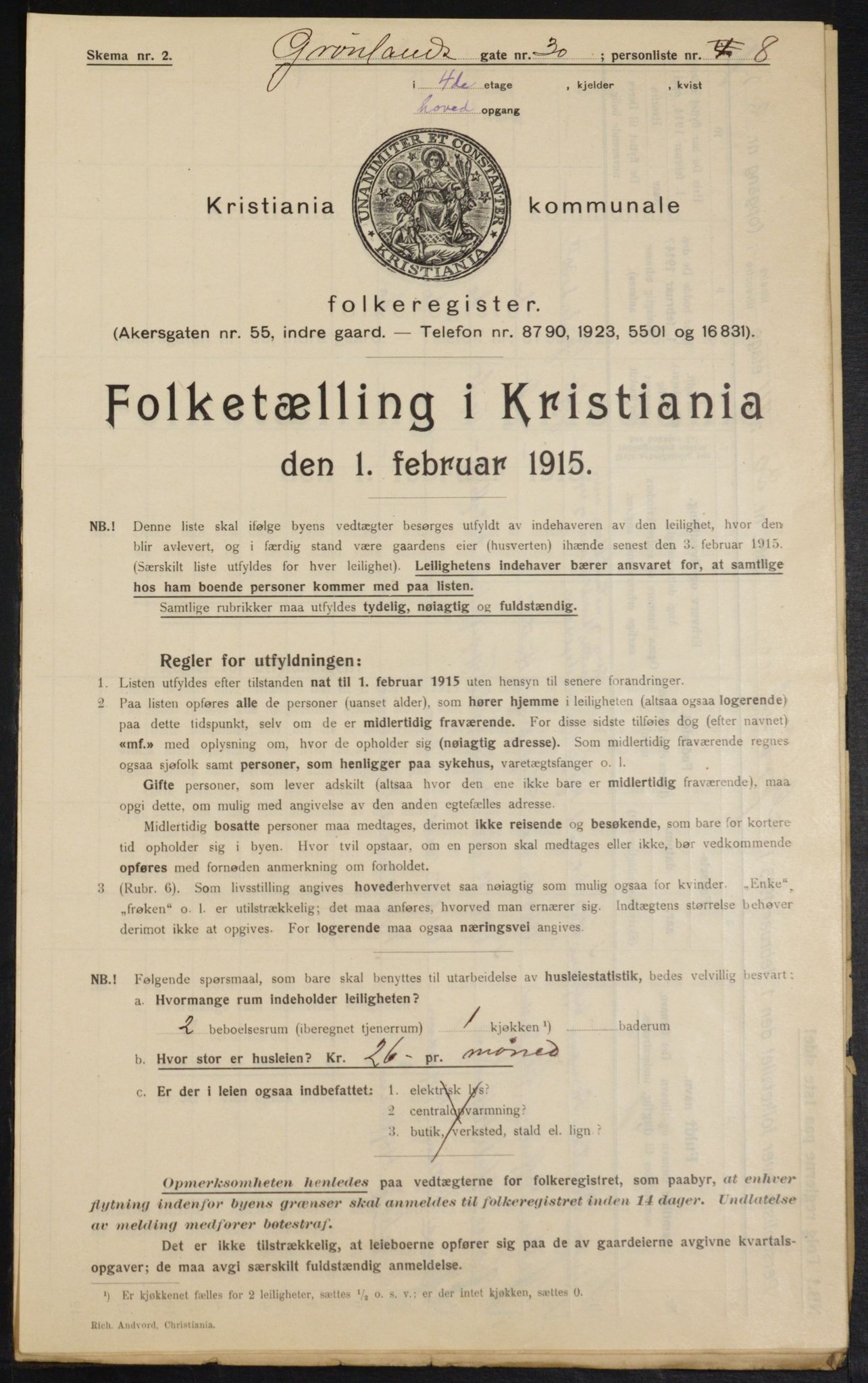 OBA, Municipal Census 1915 for Kristiania, 1915, p. 31139