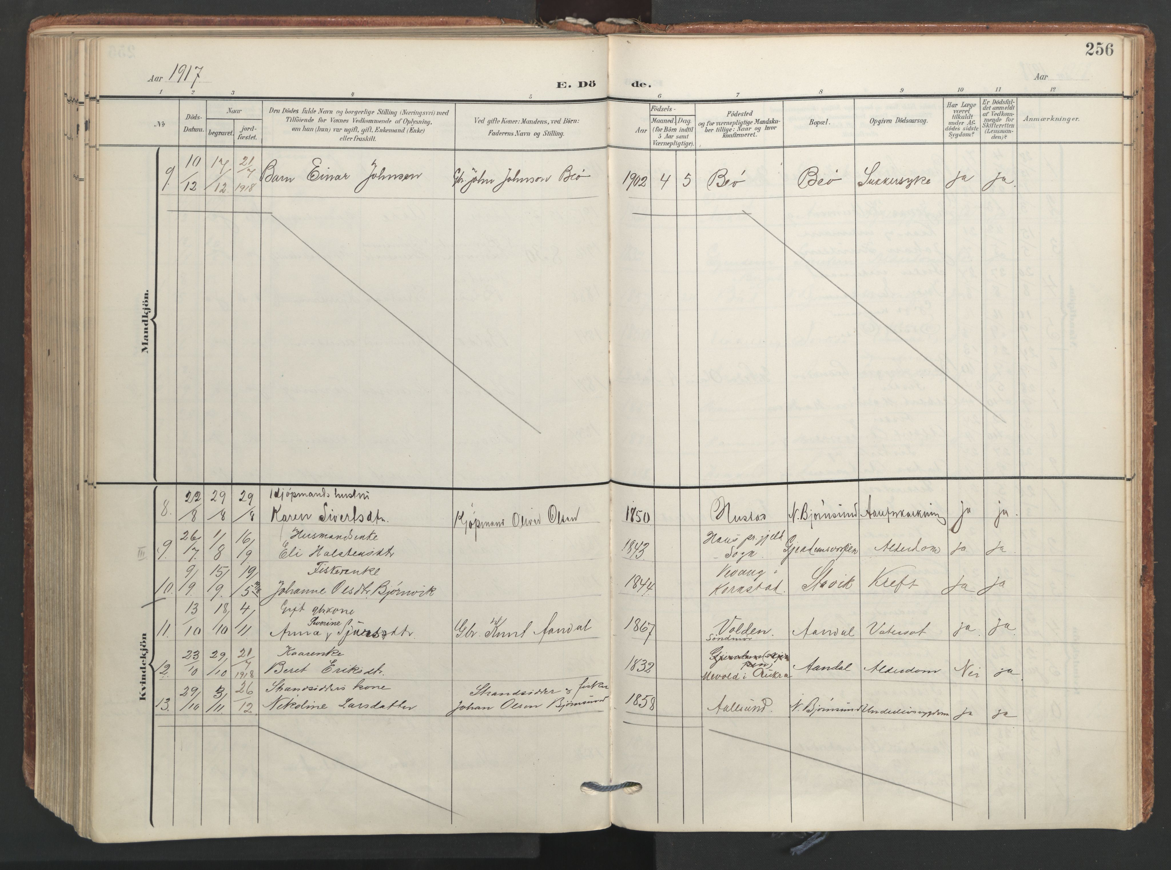 Ministerialprotokoller, klokkerbøker og fødselsregistre - Møre og Romsdal, AV/SAT-A-1454/565/L0751: Parish register (official) no. 565A05, 1905-1979, p. 256