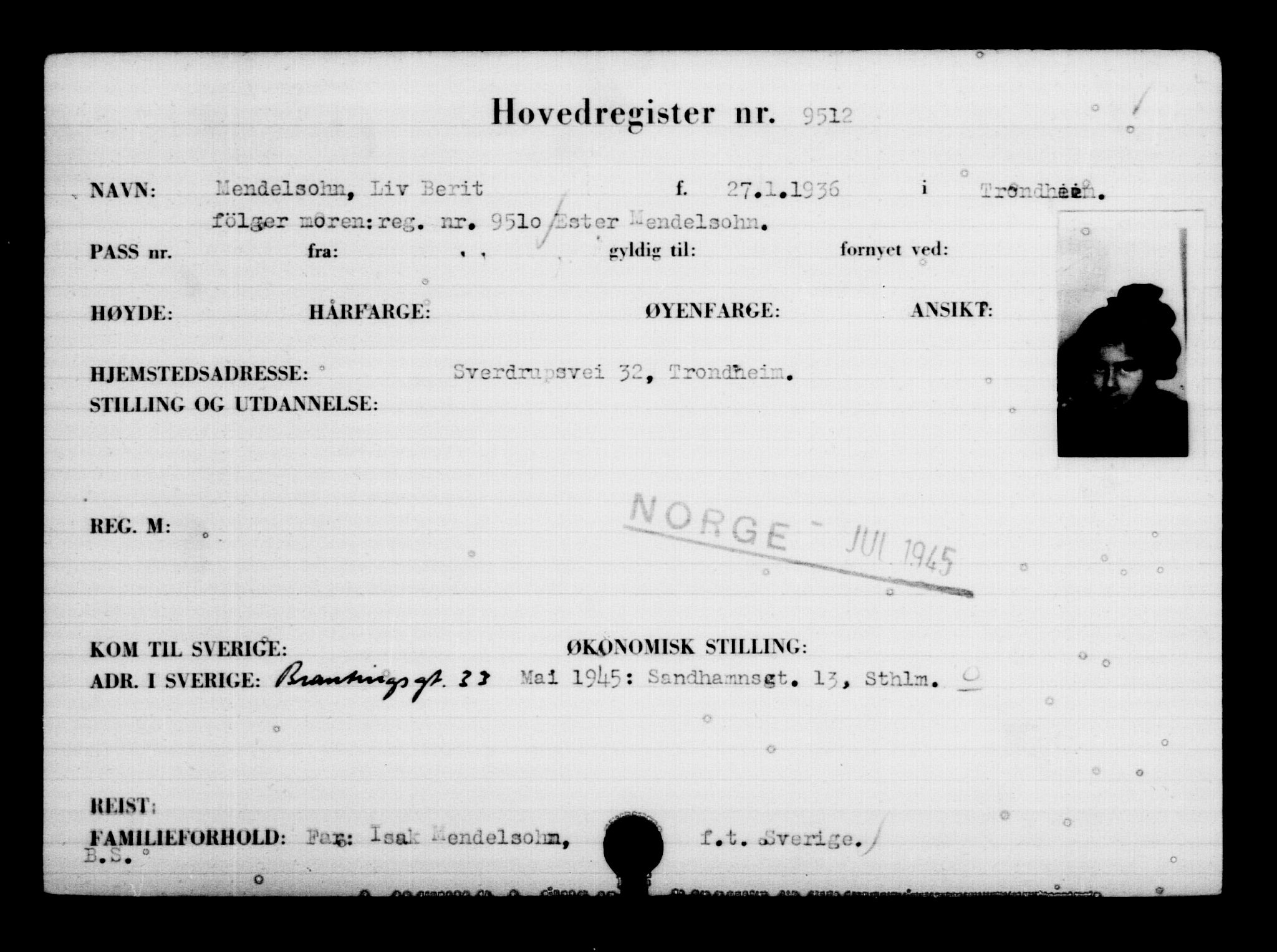 Utenriksstasjonene, Legasjonen i Stockholm, Flyktningkontoret, AV/RA-S-6753/V/Va/L0006: Kjesäterkartoteket, flyktninger med registreringsnr. 9400-12711, 1940-1945, p. 119