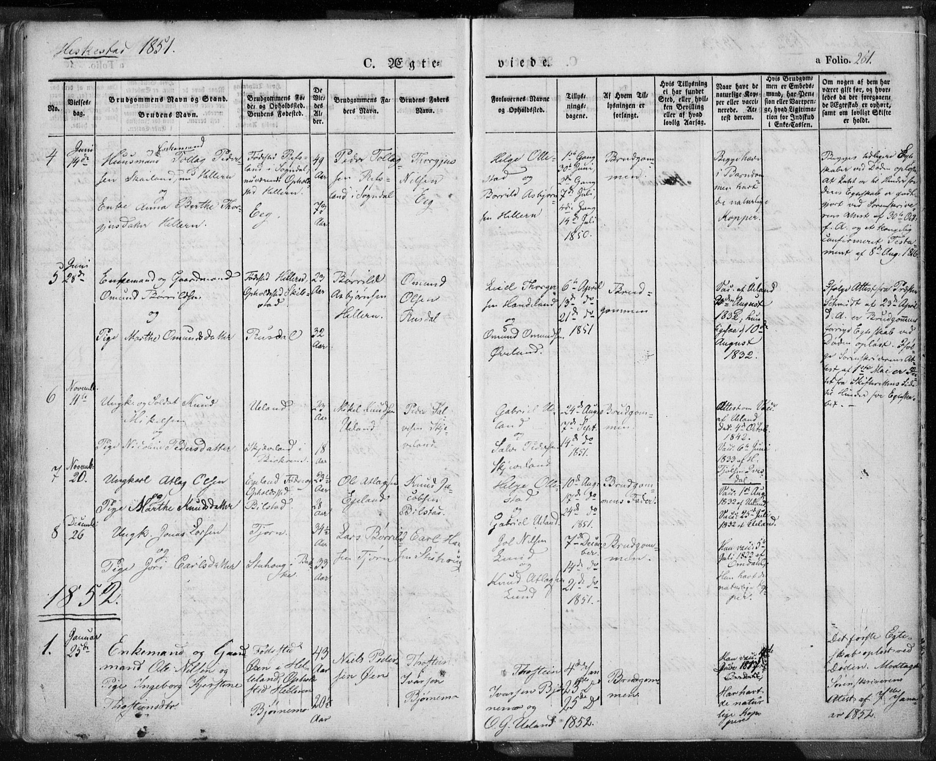 Lund sokneprestkontor, AV/SAST-A-101809/S06/L0007: Parish register (official) no. A 7.1, 1833-1854, p. 261