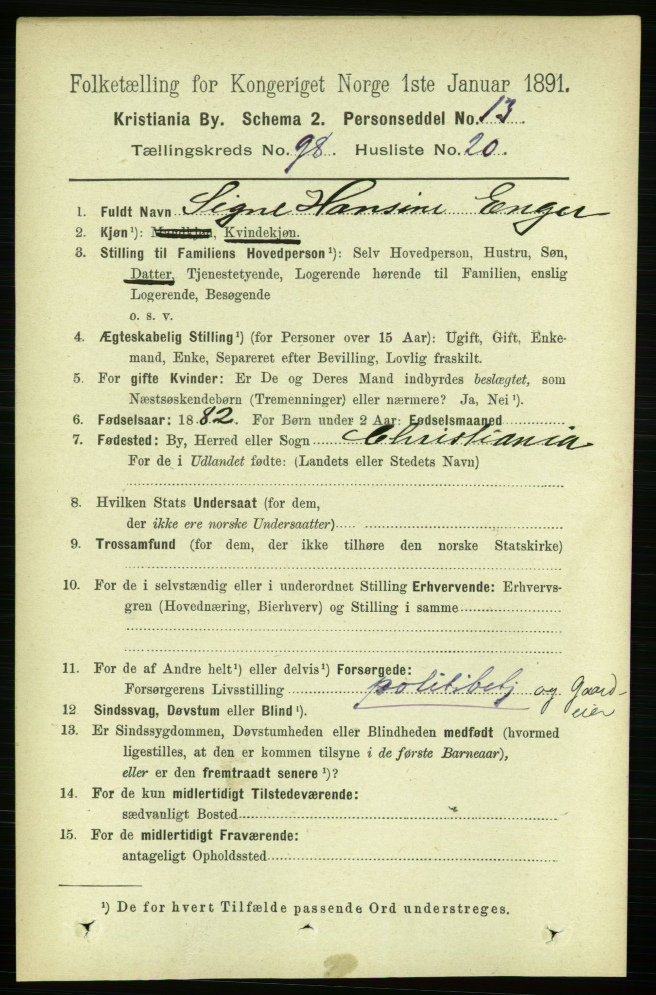 RA, 1891 census for 0301 Kristiania, 1891, p. 48341