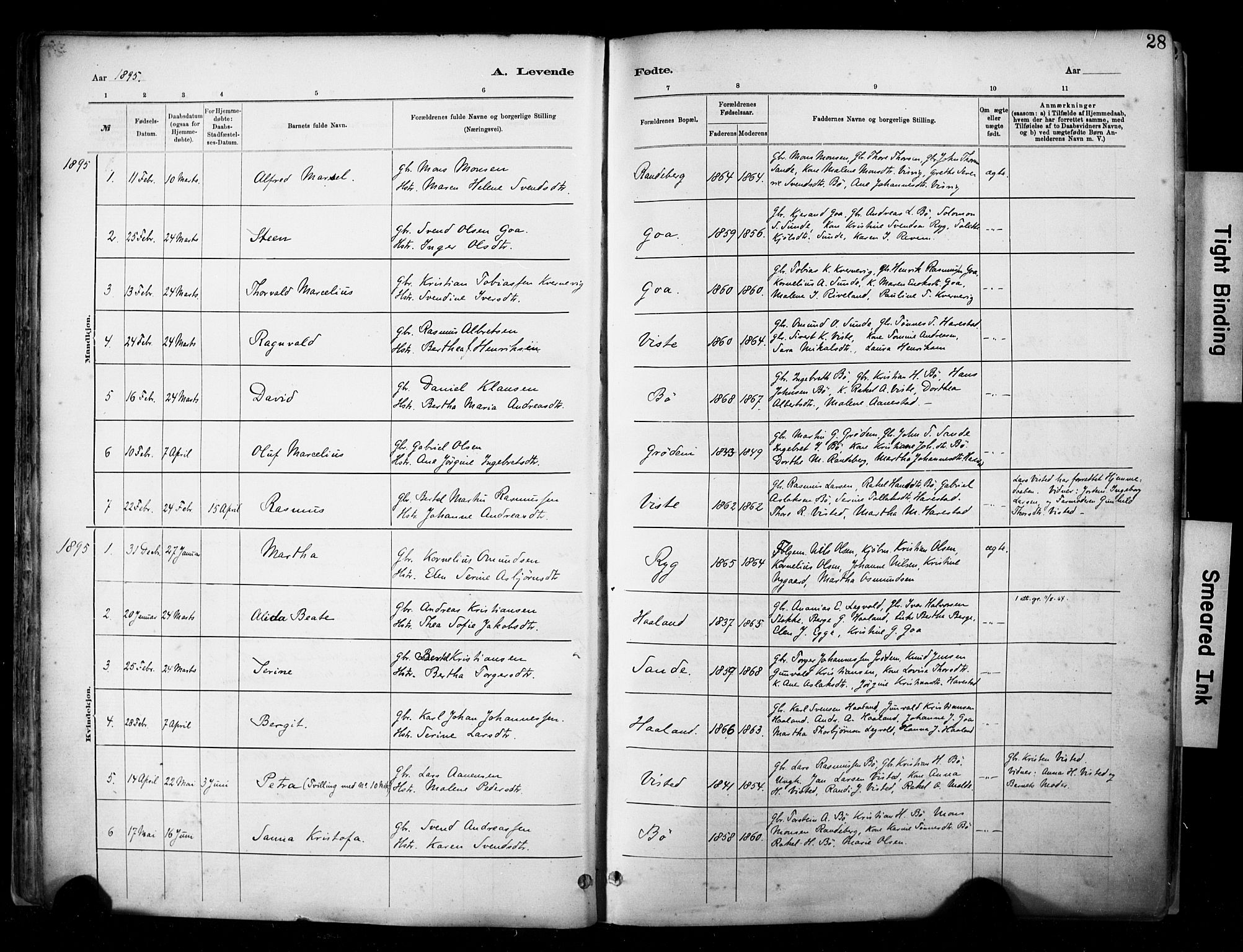 Hetland sokneprestkontor, SAST/A-101826/30/30BA/L0009: Parish register (official) no. A 9, 1882-1918, p. 28
