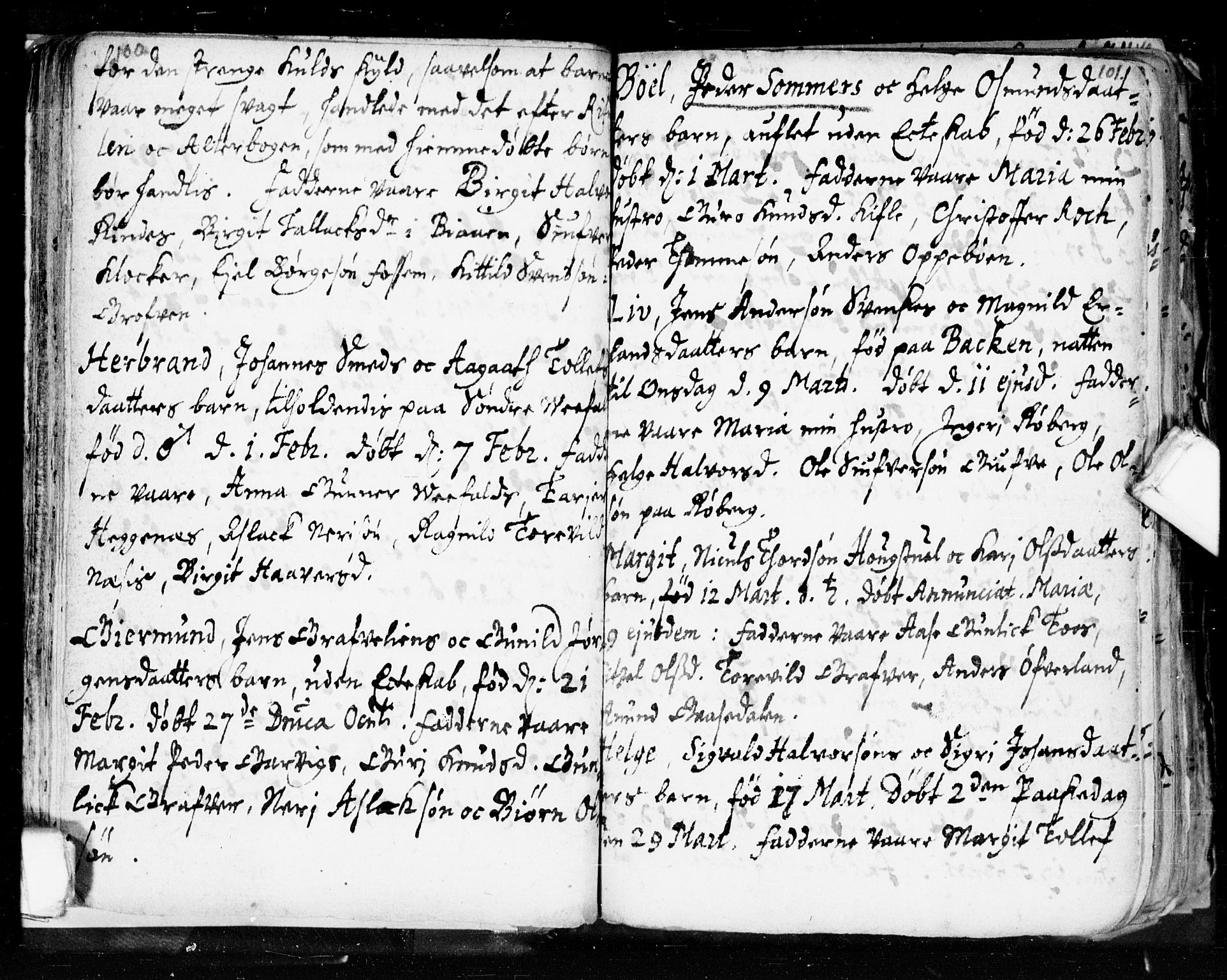 Seljord kirkebøker, AV/SAKO-A-20/F/Fa/L0002: Parish register (official) no. I 2, 1689-1713, p. 100-101