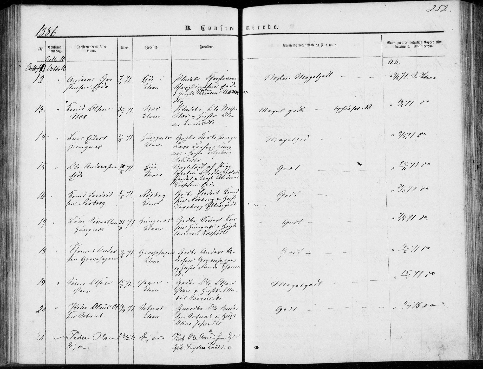 Ministerialprotokoller, klokkerbøker og fødselsregistre - Møre og Romsdal, AV/SAT-A-1454/557/L0681: Parish register (official) no. 557A03, 1869-1886, p. 252