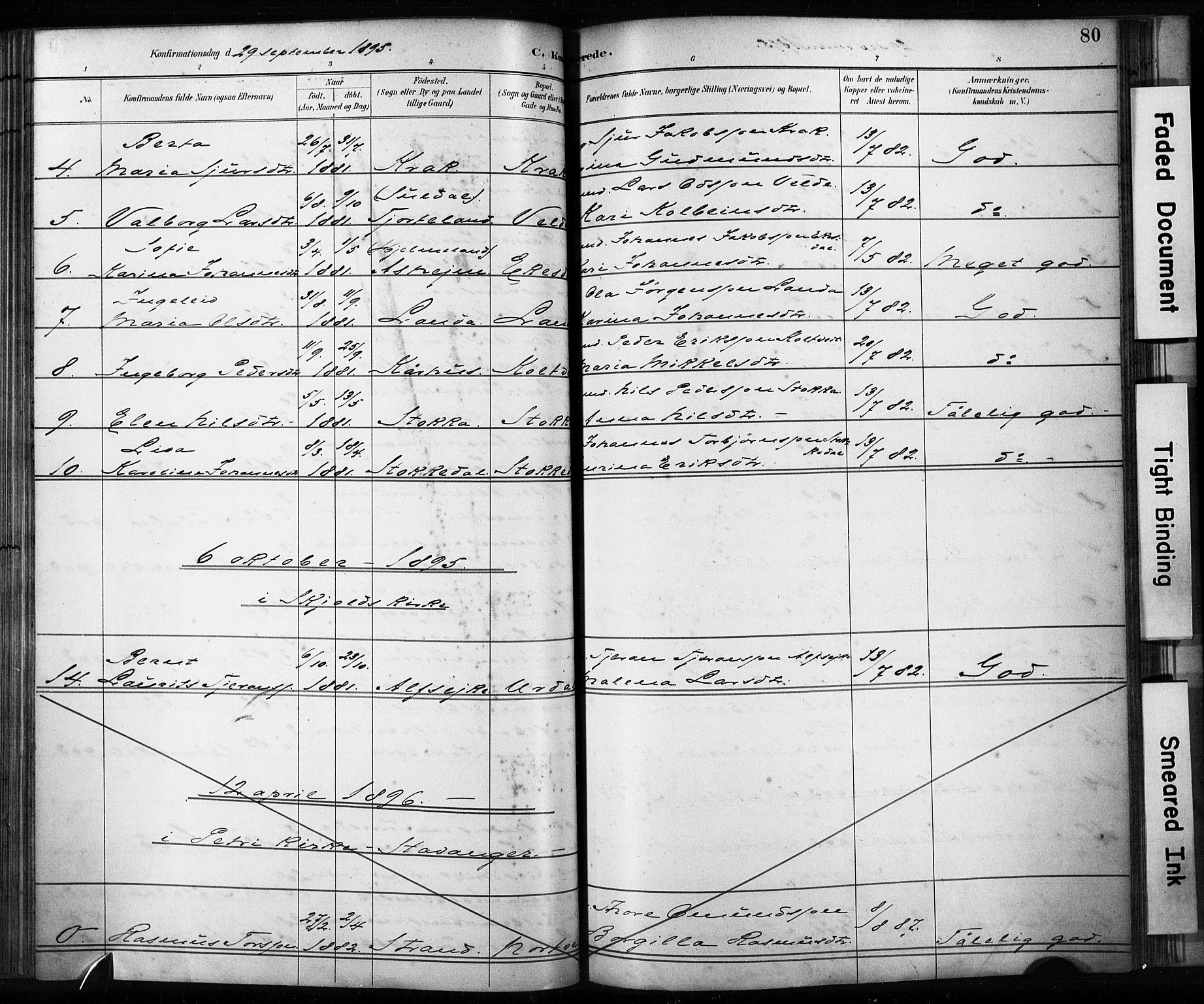 Skjold sokneprestkontor, AV/SAST-A-101847/H/Ha/Haa/L0009: Parish register (official) no. A 9, 1882-1898, p. 80